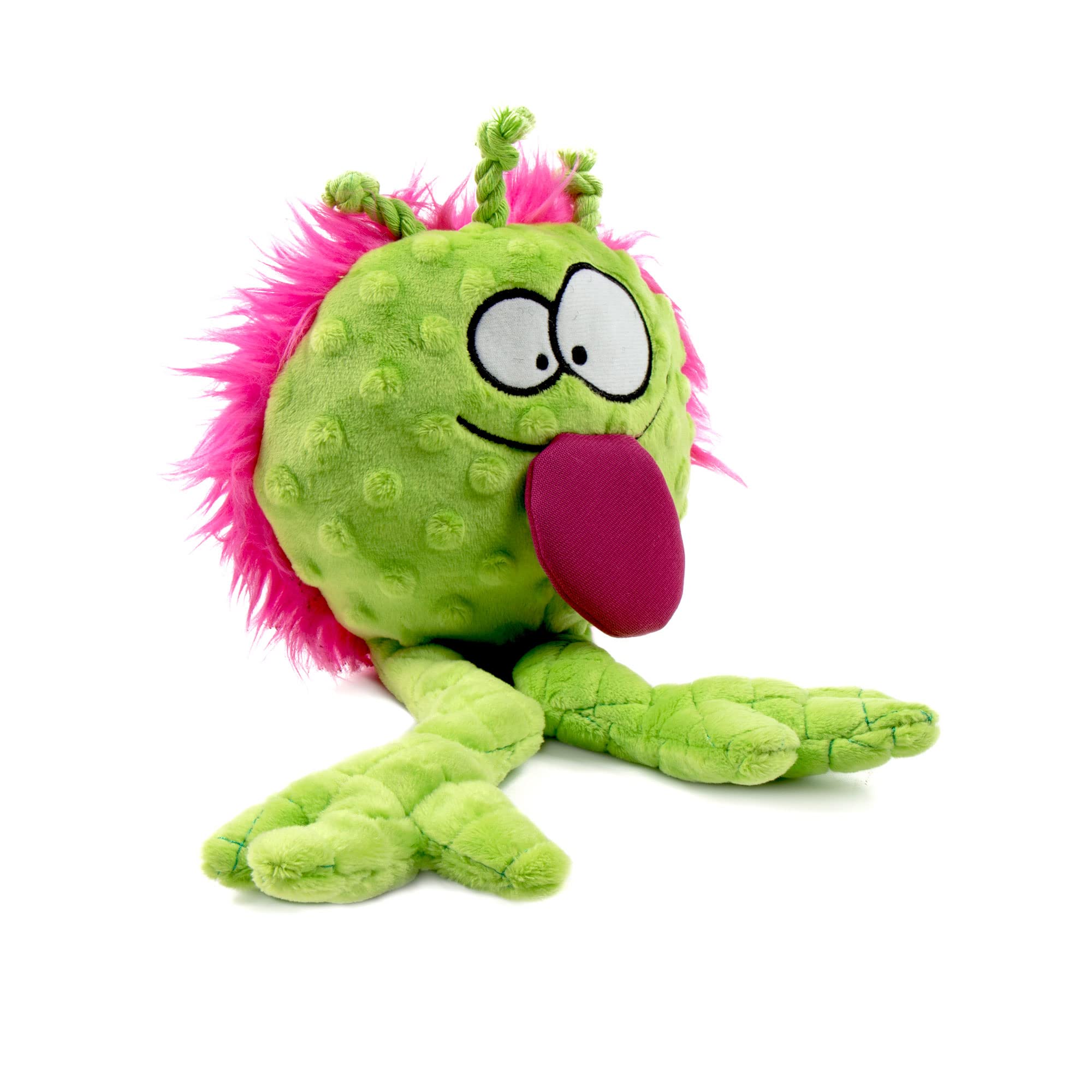 goDog PlayClean Germs Squeaky Plush Dog Toy with Odor-Eliminating Essential Oils, Chew Guard Technology - Lime, Small