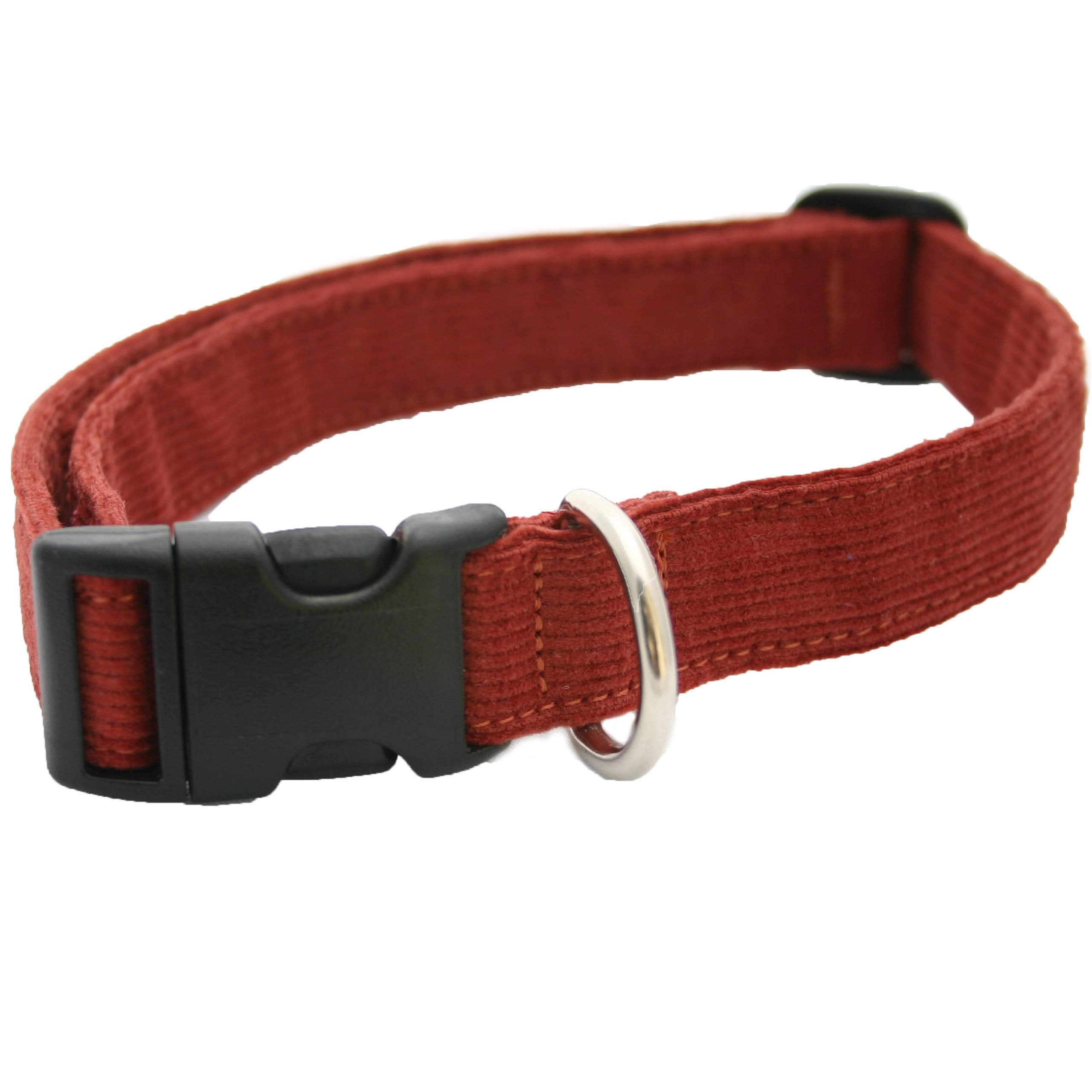 Hemp Corduroy Dog Collar - No Pattern (1/2' Small, Rust)