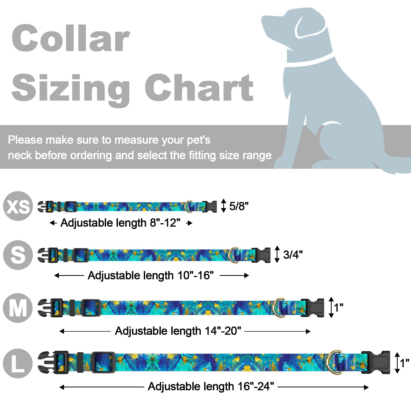 Rnivvi Dog Collar For Large Dogs, Cute Marble Heavy Duty Adjustable Puppy Collar With Quick Release Buckle For Girl & Female, Pe
