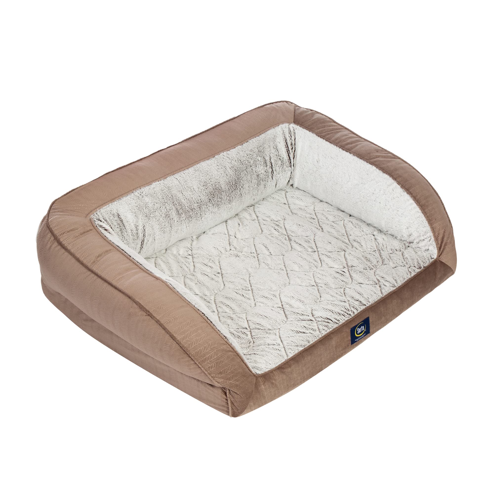 Serta Orthopedic Quilted Couch Dog Bed For Pets - Chocolate Brown (Small)