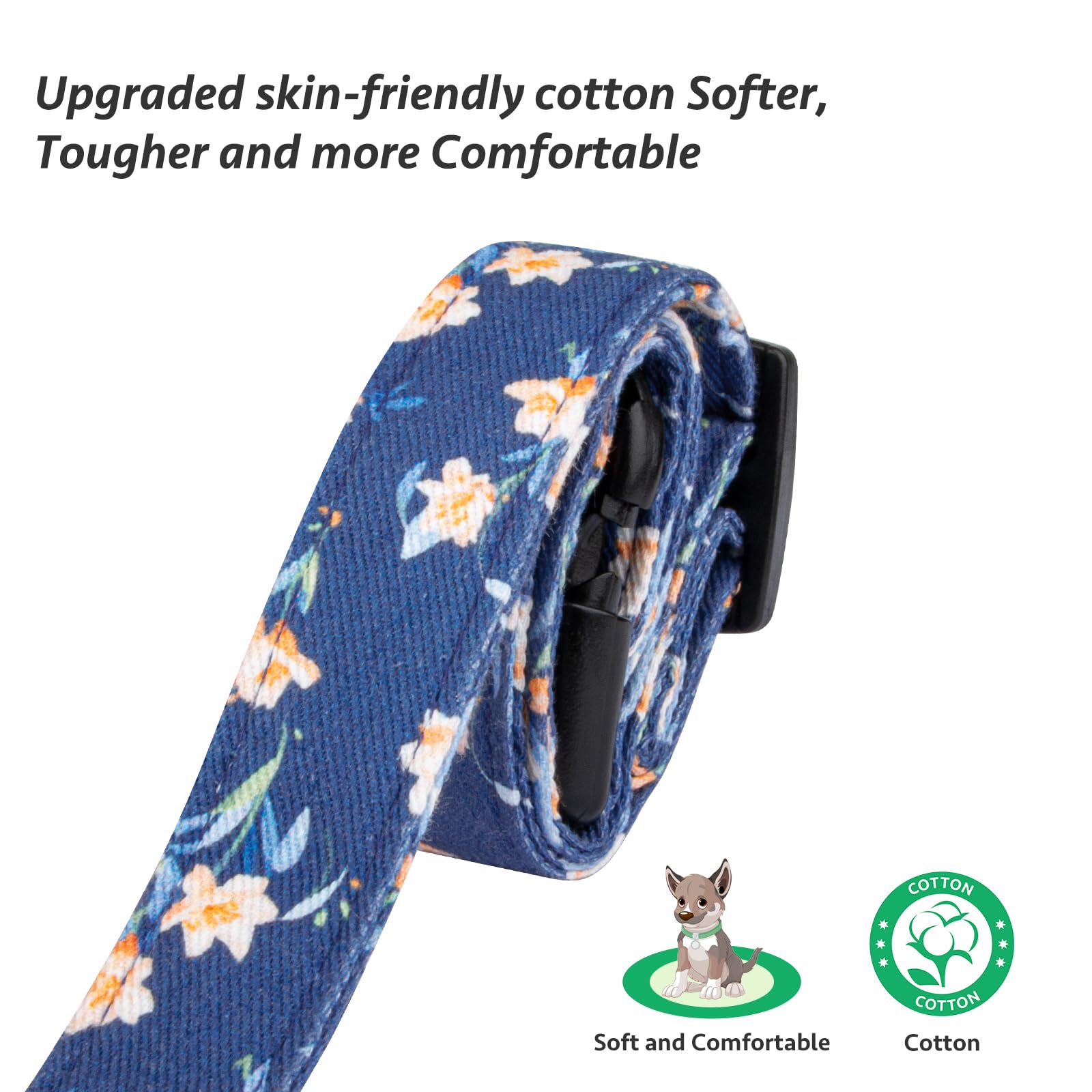Cotton Handmade Dog Collar Cute And Distinctive Patterns Blue Tulip With Pendant For Girl Boy Dogs Collars L
