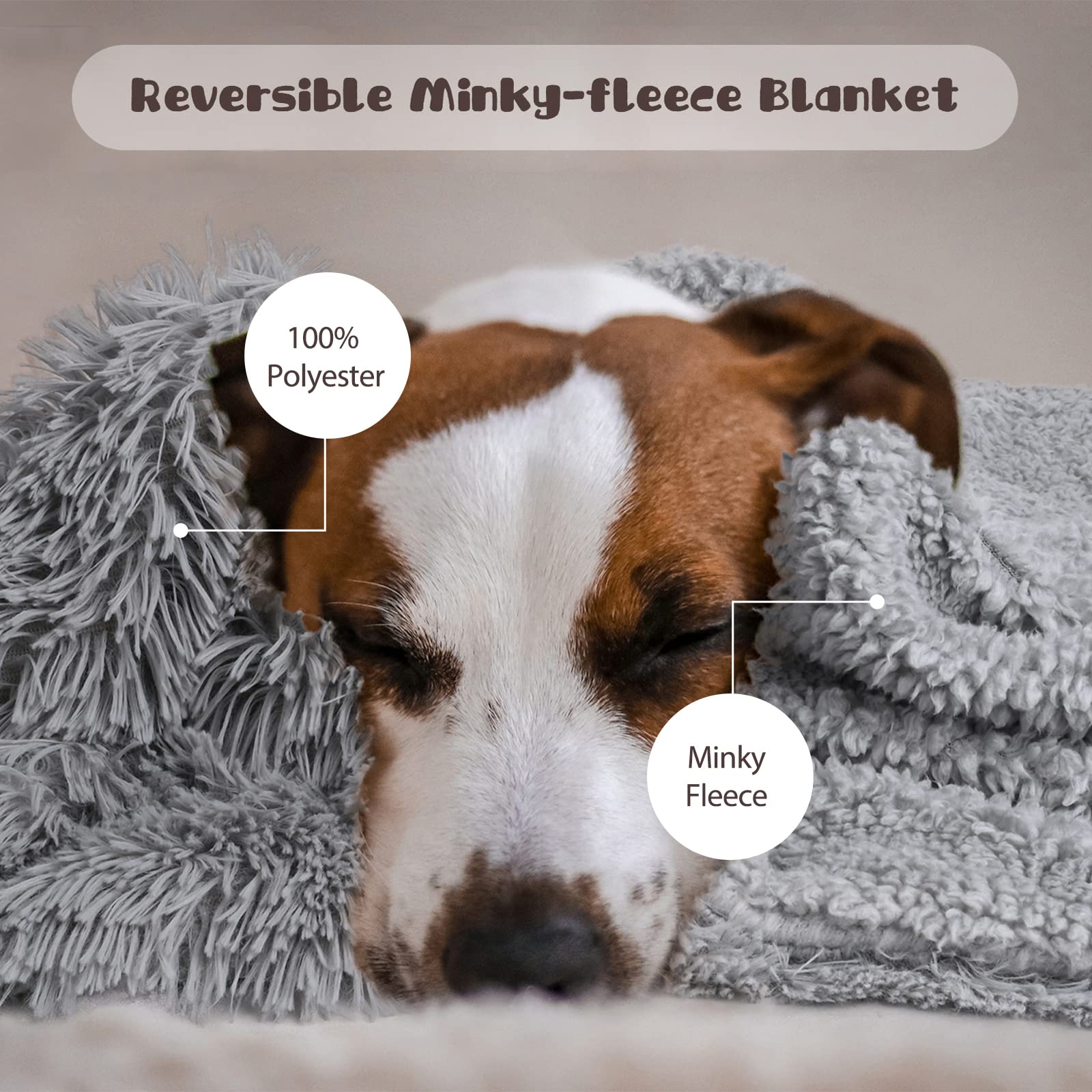 Benron Medium Dog Blanket For Couch Bed Crate, Cozy Reversible Fleece Dog Blanket, Washable Fluffy Throw Blankets 30X40 Inches Grey