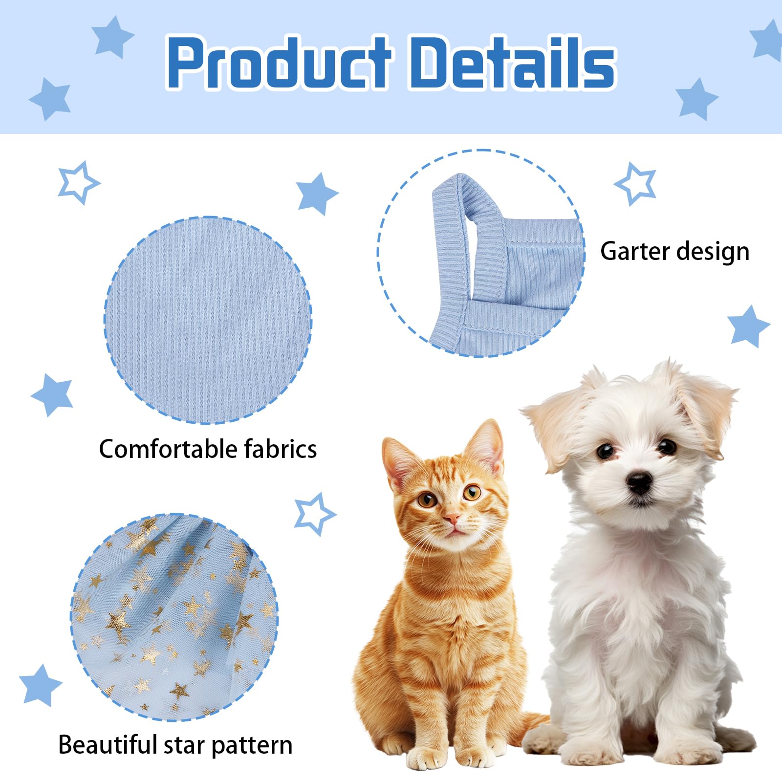 Dog Tutu Dress Cat Dogs Summer Tulle Slip Lace Dress Cute Puppy Glitter Star Skirt Pet Party Clothes For Small Medium Cat Dog (B
