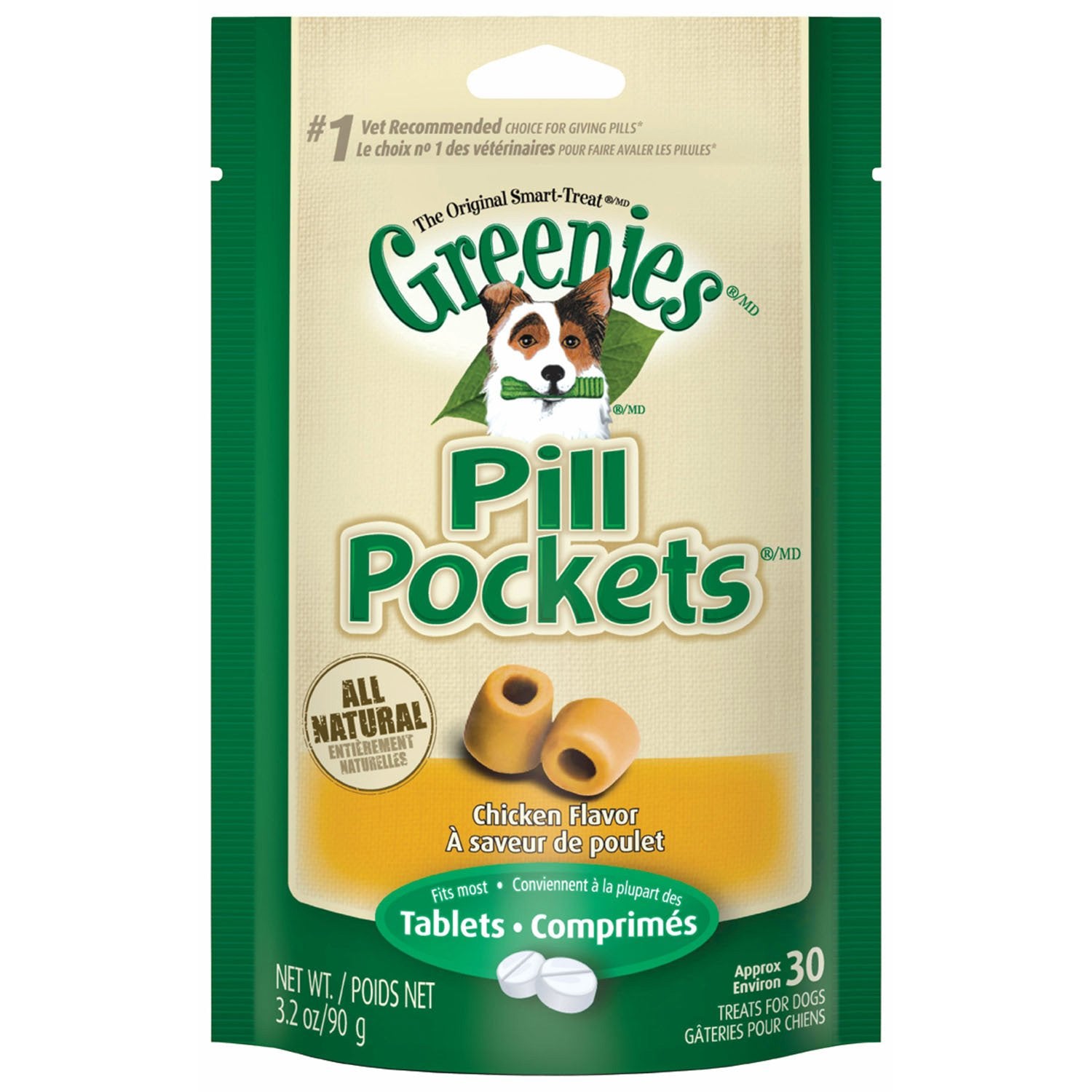 Greenies Pill Pockets, 30 Count, Chicken Flavor, 3 Pack