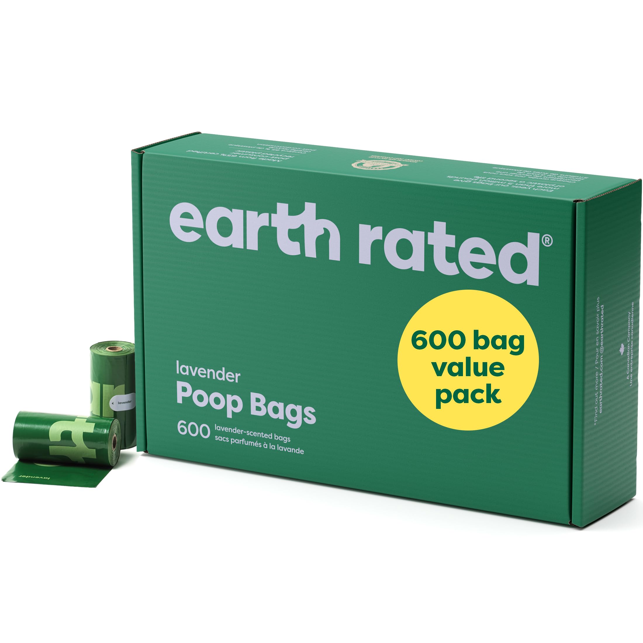Earth Rated Dog Poop Bags Value Pack, Leak-Proof And Extra-Thick Pet Waste Bag For Big And Small Dogs, Refill Rolls, Lavender Scented, 600 Count