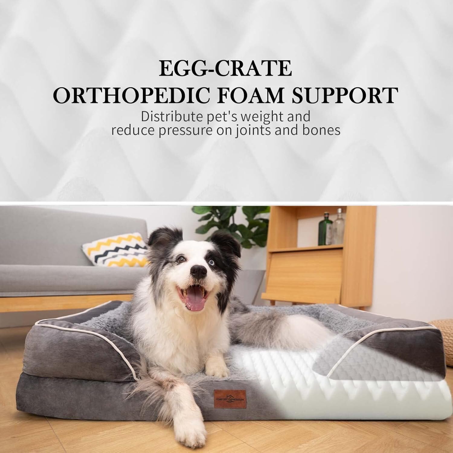 Comfort Expression Jumbo Dog Bed For Extra Large Dogs, Waterproof Orthopedic Dog Bed, Large Breed Dogs Beds, Pv Washable Sofa Be