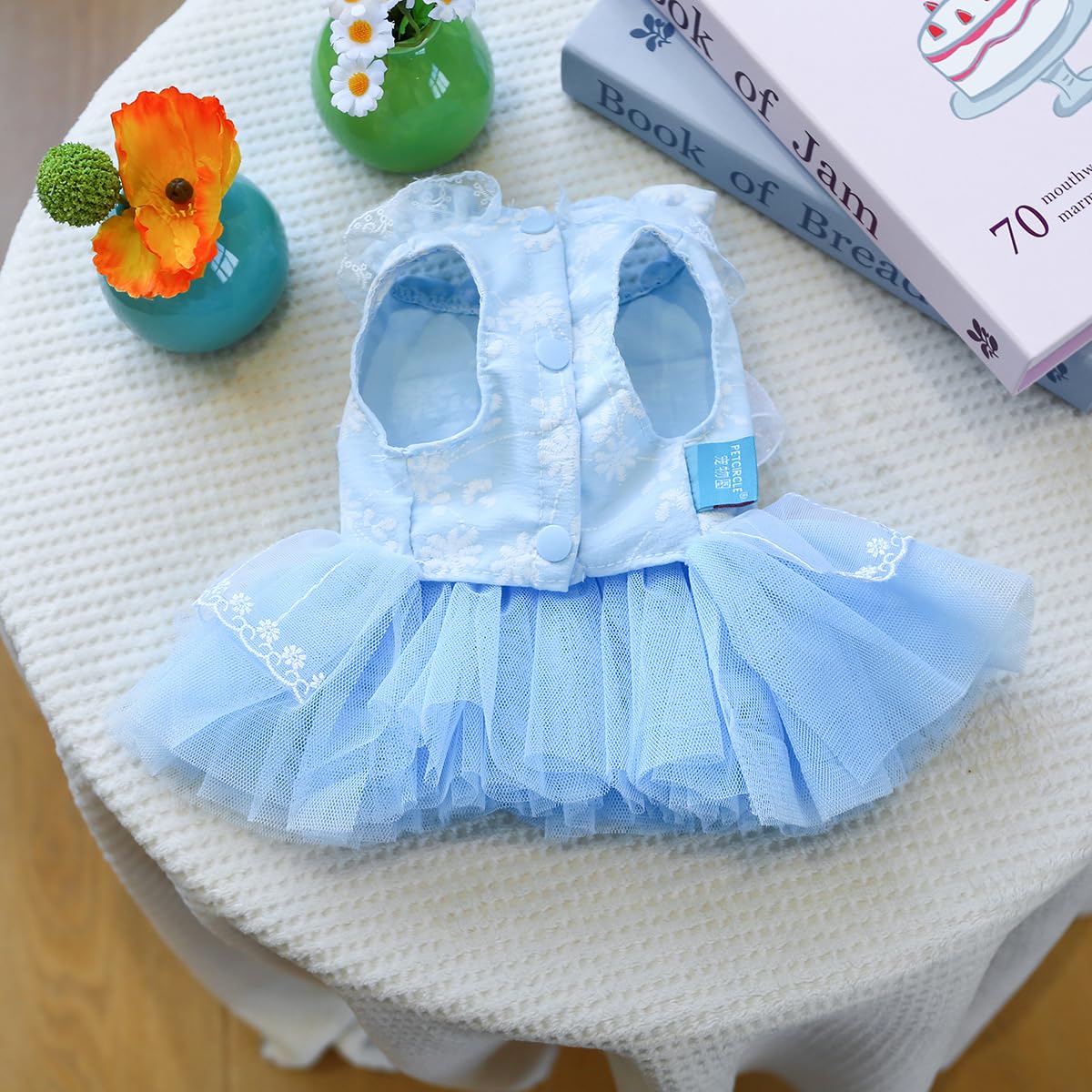 Marupet Fashion Sweet Puppy Dog Blingbling Princess Skirt Pet Dog Lace Cake Camisole Tutu Dress F-Blue M