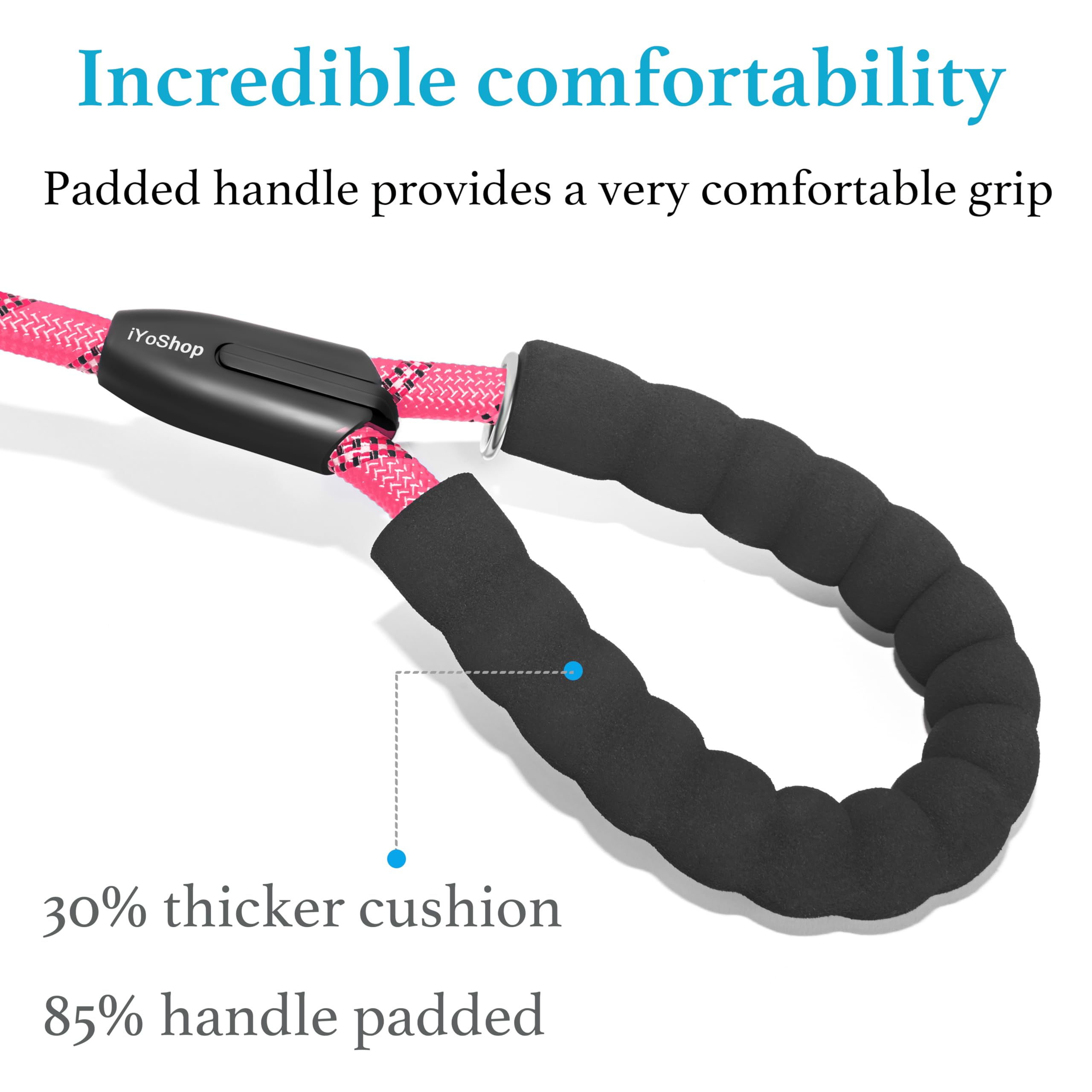 Iyoshop Dual Dog Leash, Double Dog Leash, 360 Swivel No Tangle Walking Leash, Shock Absorbing Bungee For Two Dogs, Pink, Large (25-150 Lbs)