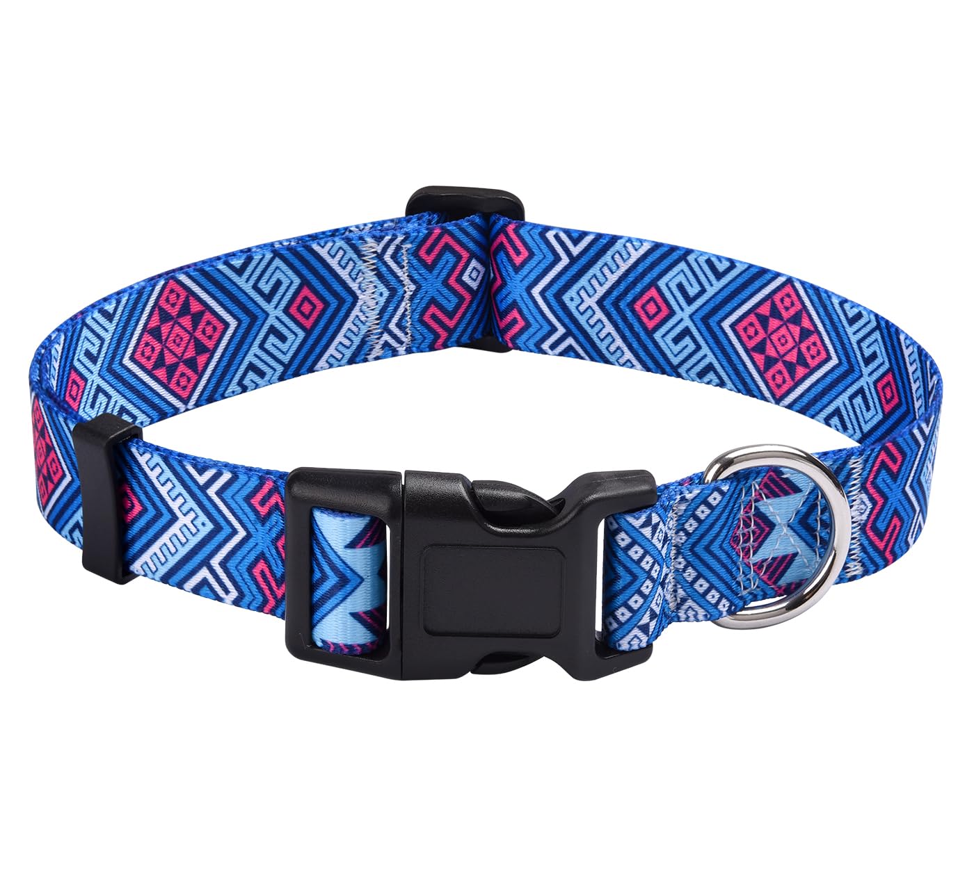 Mihqy Dog Collar With Bohemia Floral Tribal Geometric Patterns - Soft Ethnic Style Collar Adjustable For Small Medium Large Dogs(Blue Ethnic Style,S)
