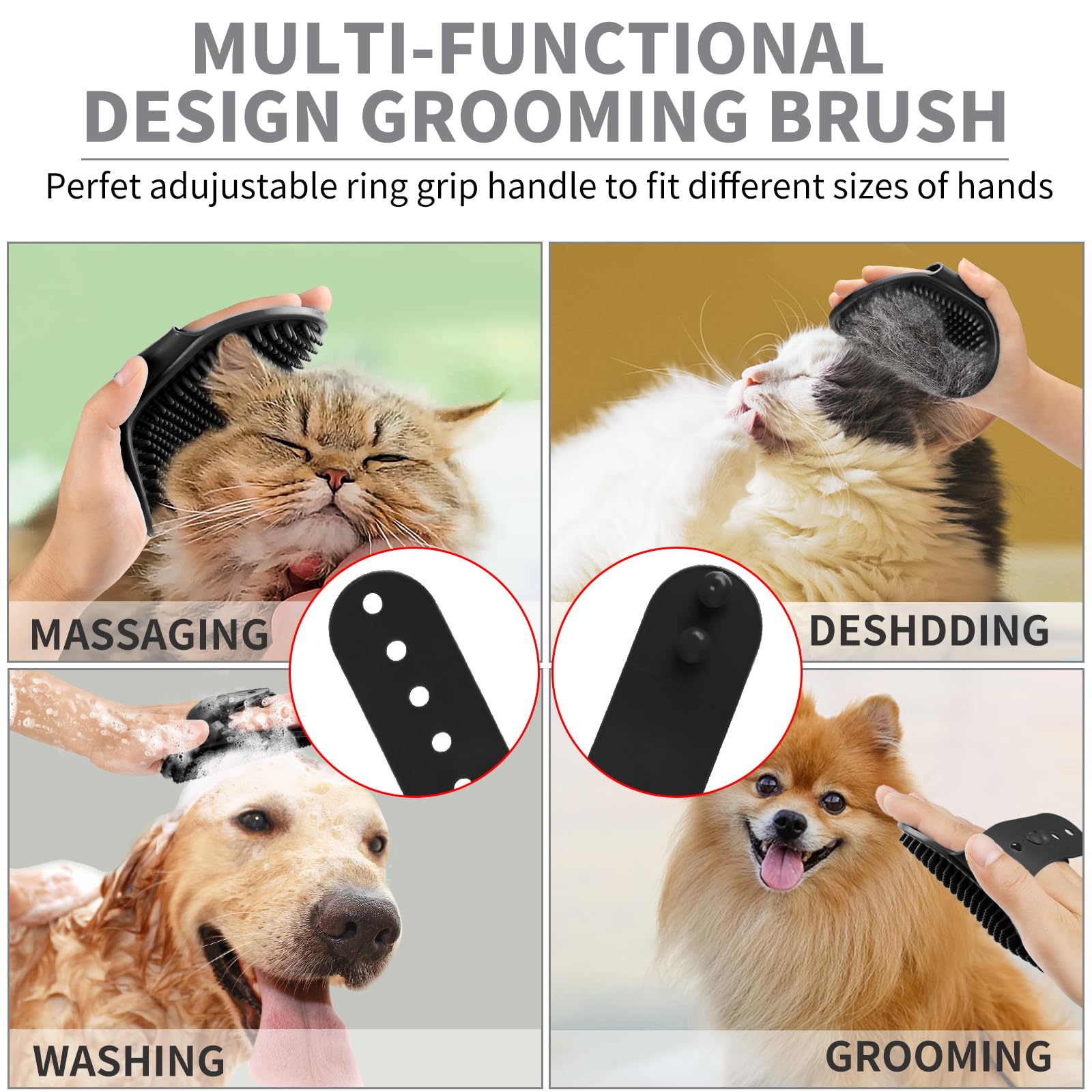 Comotech 3Pcs Dog Bath Brush (Blue Gray Black)
