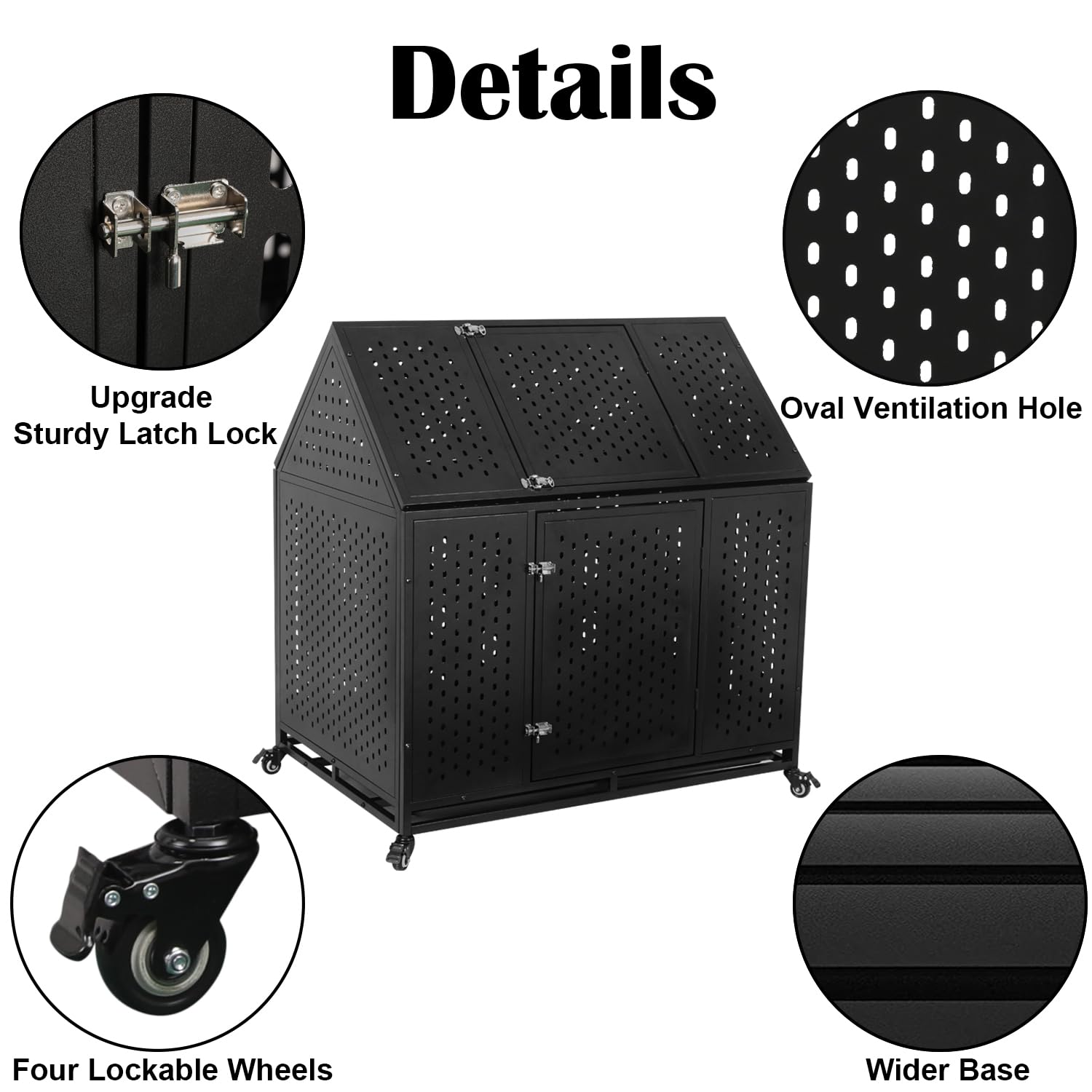 Ufyerutg 44' Indestructible Heavy Duty Dog Crate, Escape Proof Strong Steel Impact Pet Cage For Large Medium Dogs, High Anxiety