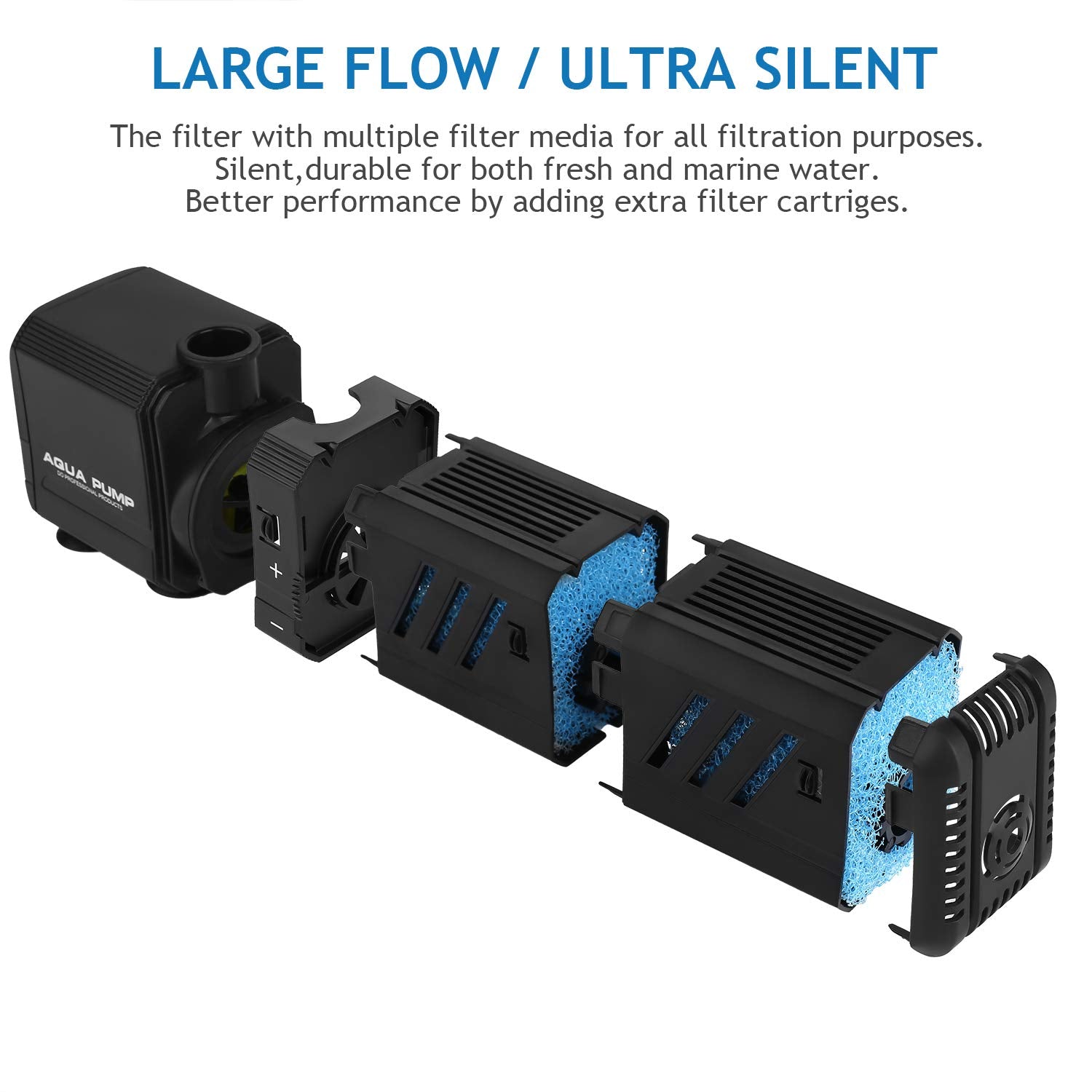 No.17 Submersible Aquarium Internal Filter 12W, Adjustable Fish Tank Filter With 320 Gph Water Pump For 50-150 Gallon Fish Tank