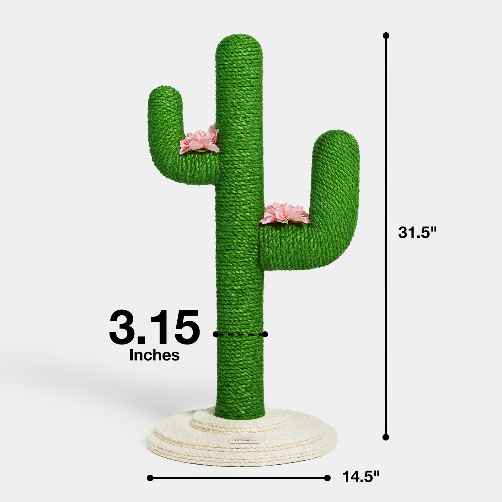 VETRESKA Cat Scratching Post, Cactus Cat Scratch Posts for Indoor Adult Cats Kittens, 31.5 Inches Large Sisal Cat Scratcher, Tal