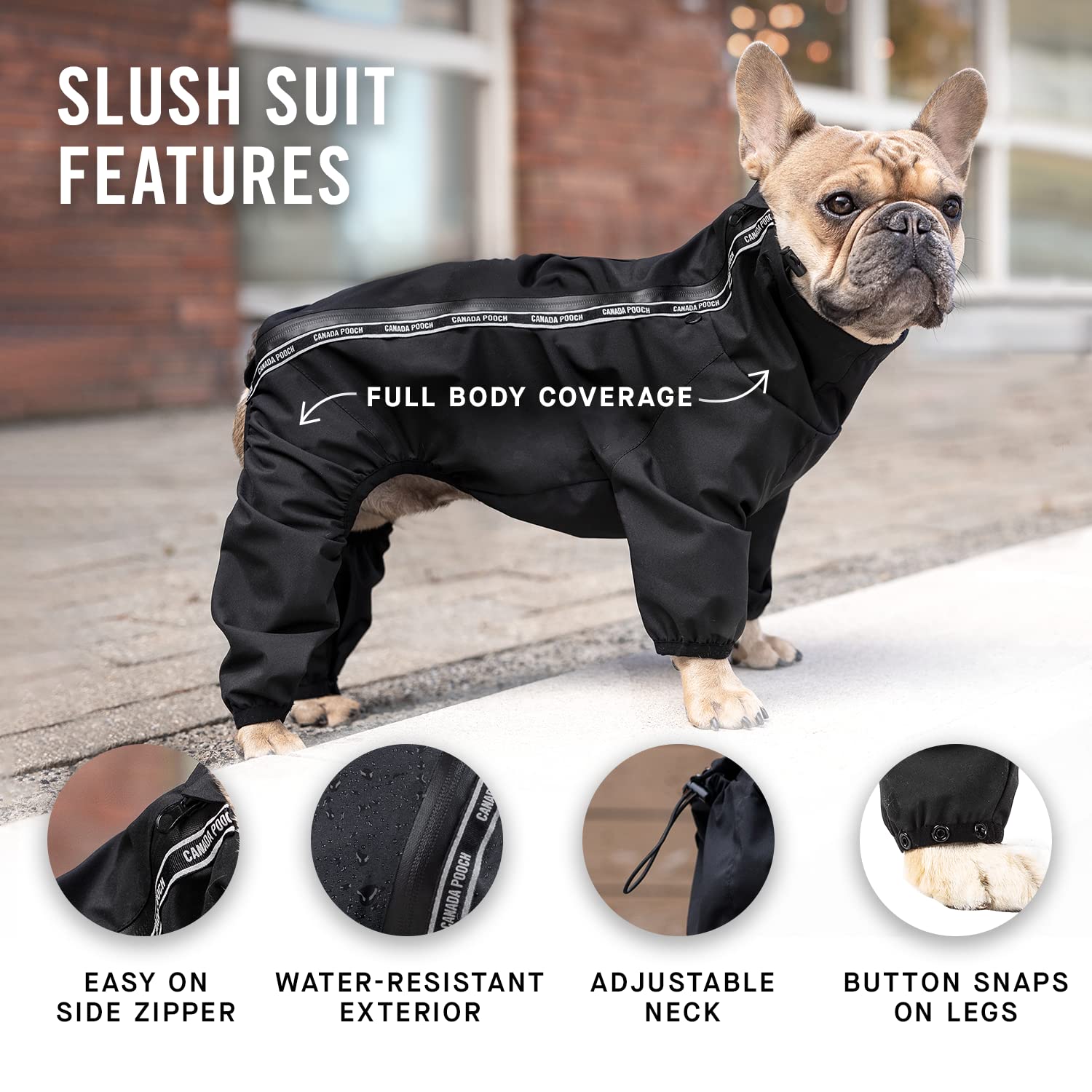 Canada Pooch Black Slush Suit For Dogs, X-Large/Xx-Large