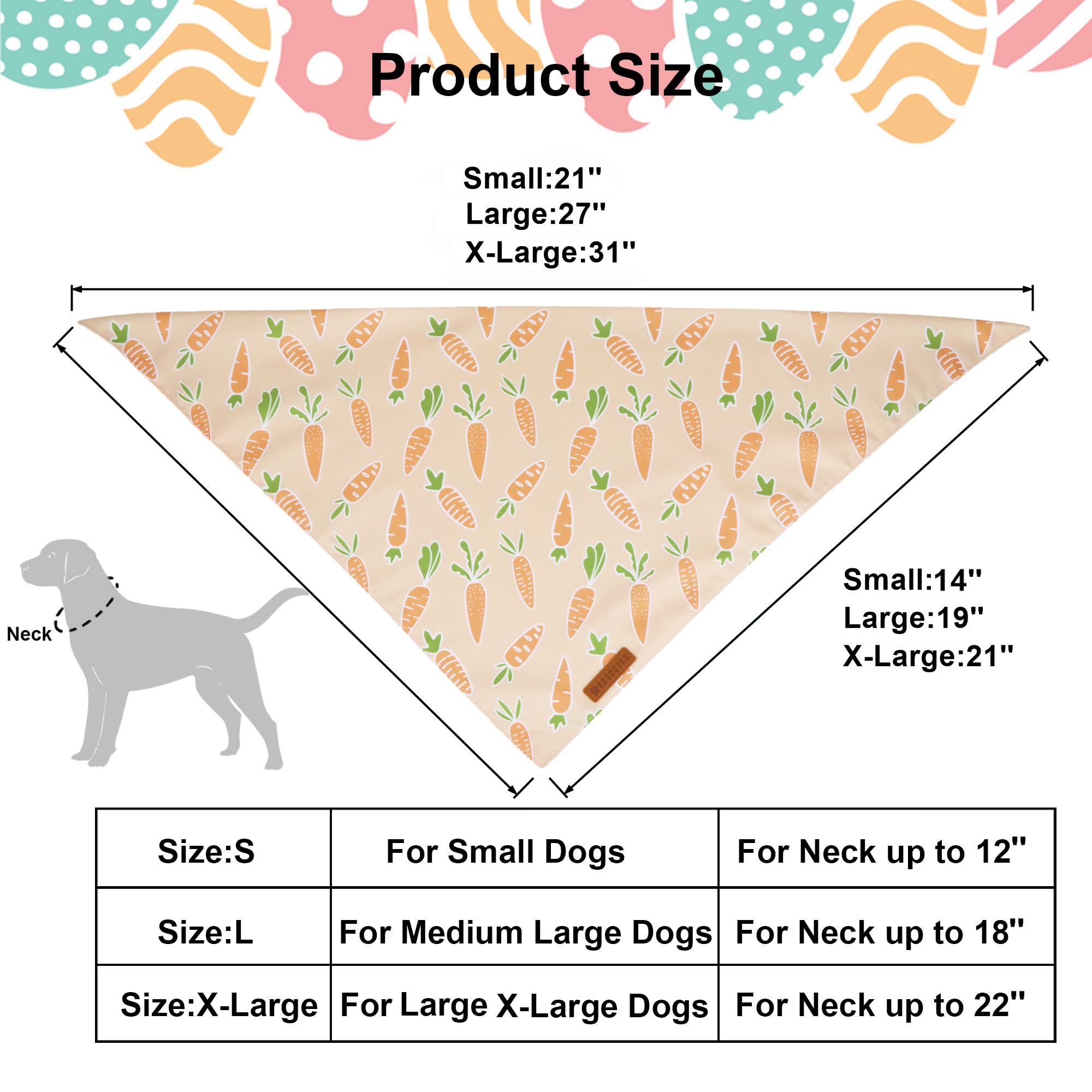 ADOGGYGO Easter Dog Bandanas, Rabbit Carrot Puppy Scarf, Multi Size Offered, Orange Blue Easter Bandana for Small Dogs Pets (Sma