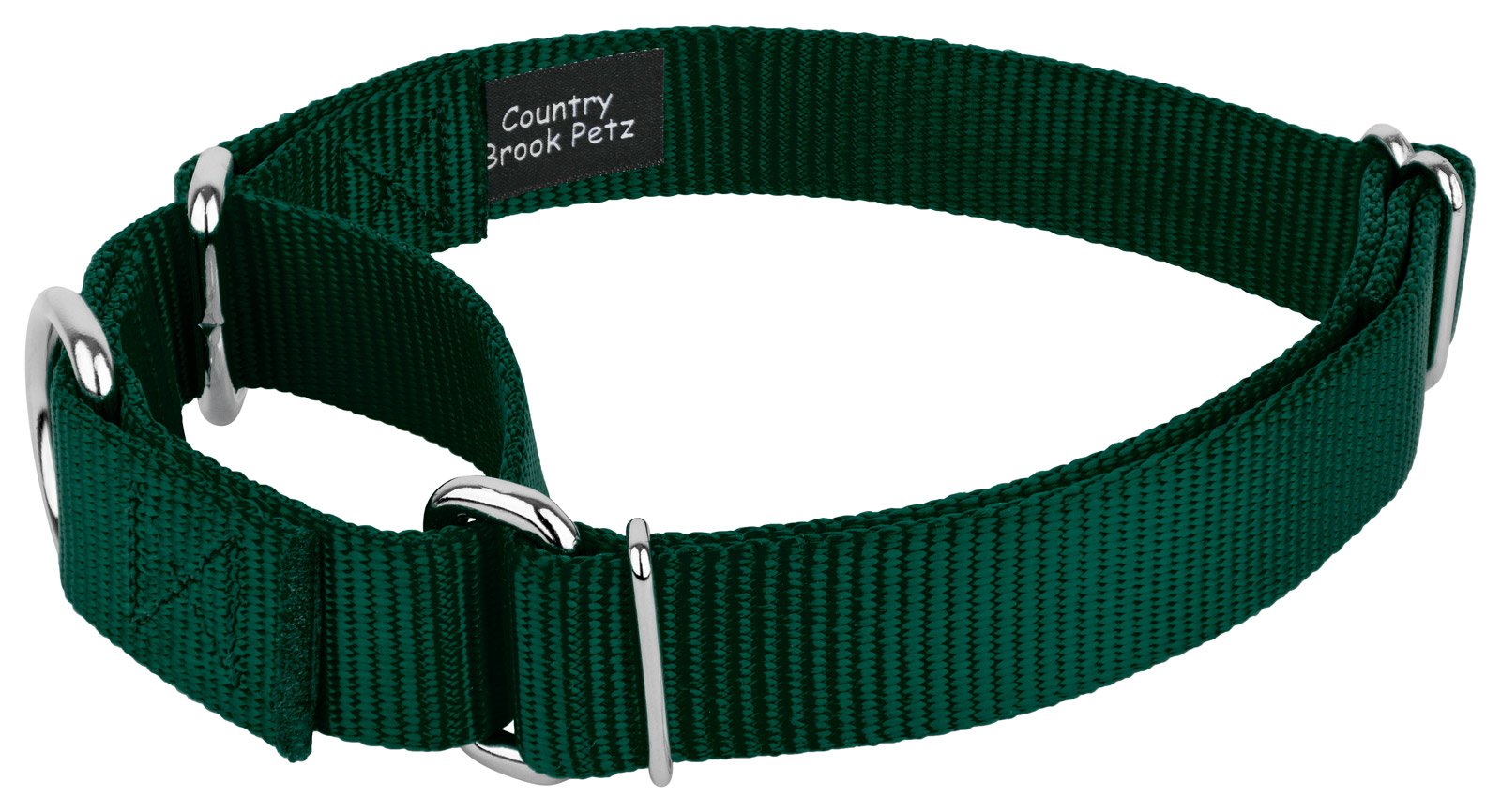 Country Brook Petz - Green Martingale Heavy Duty Nylon Dog Collar - 21 Vibrant Color Options (3/8 Inch Width, Micro)