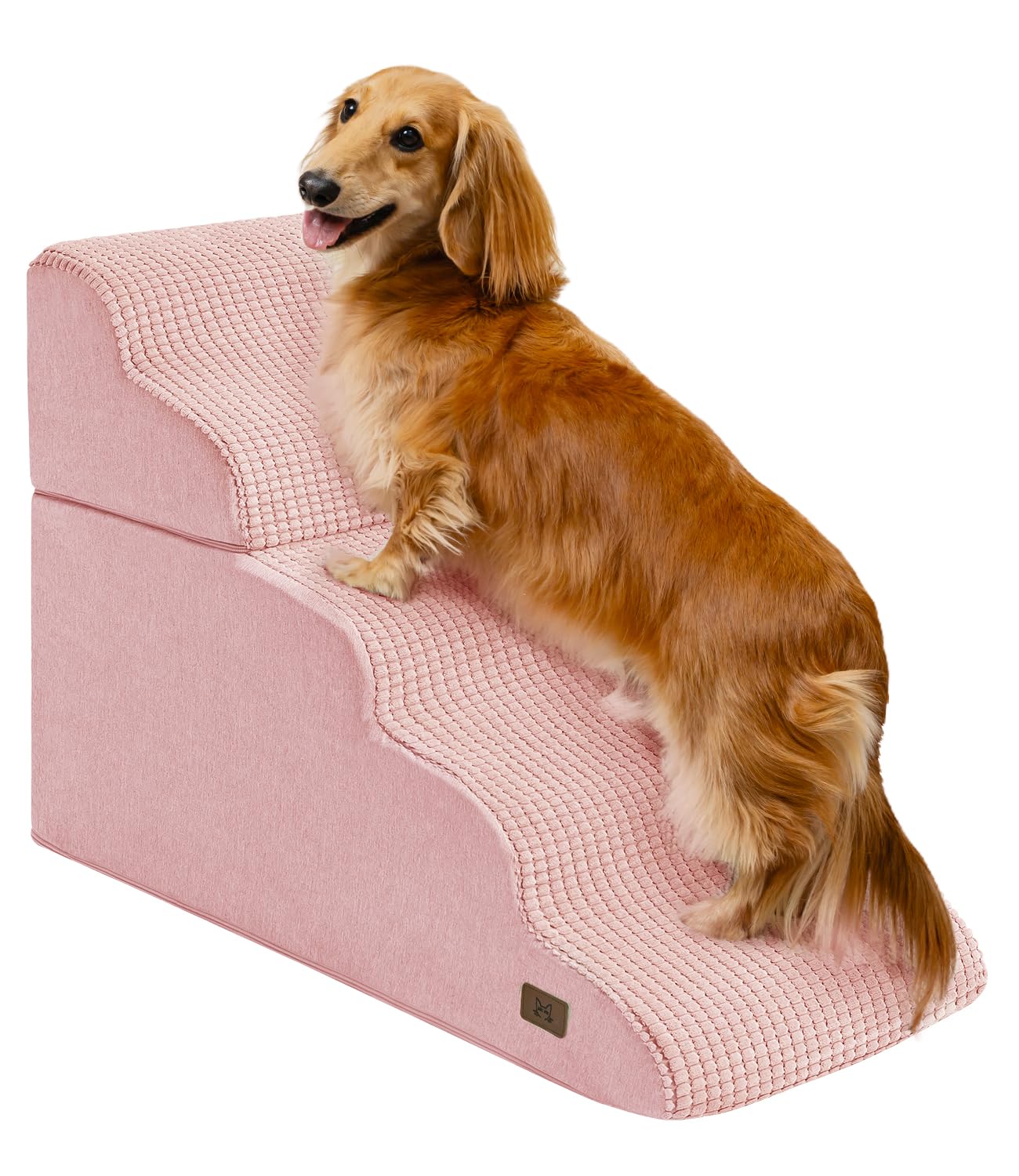 ABCPET Dog Step for Bed, Dog Stair 5-Step 35D Pet Stair 22.8 H for High Bed or Sofa Non-Slip Balanced Pet Step Indoor, Pink