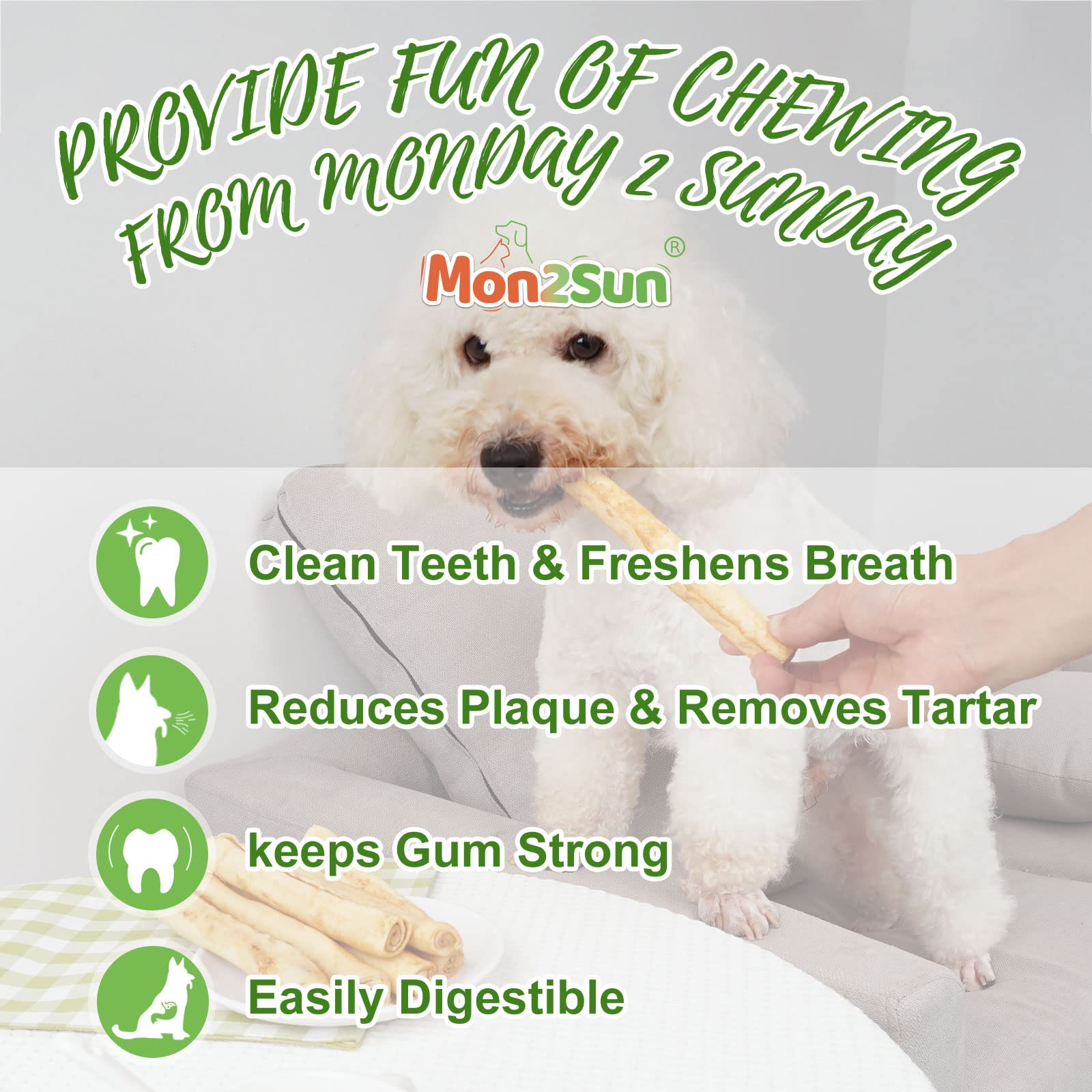 MON2SUN Dog Rawhide Rolls Twist Sticks Chew Treats Chicken Flavor for Puppy and Small Dogs, 40 Count(Pack of 1)