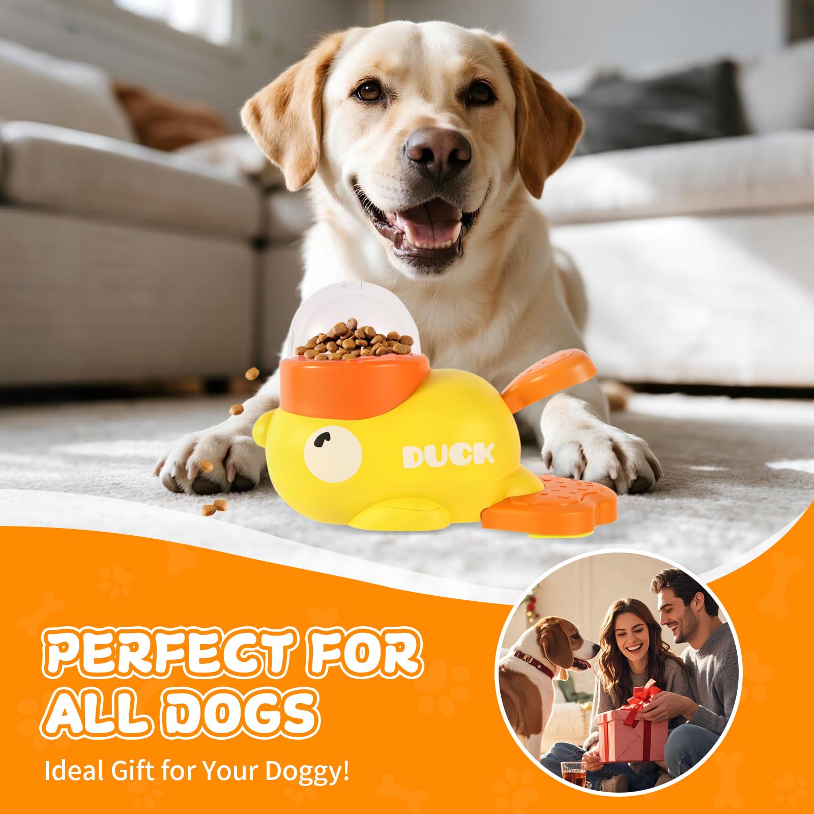 VOXGET Interactive Treat Dispenser Dog Toy, Duck Puzzle Treat Toy for Small Large Smart Cats Dogs IQ Training and Mental Stimula