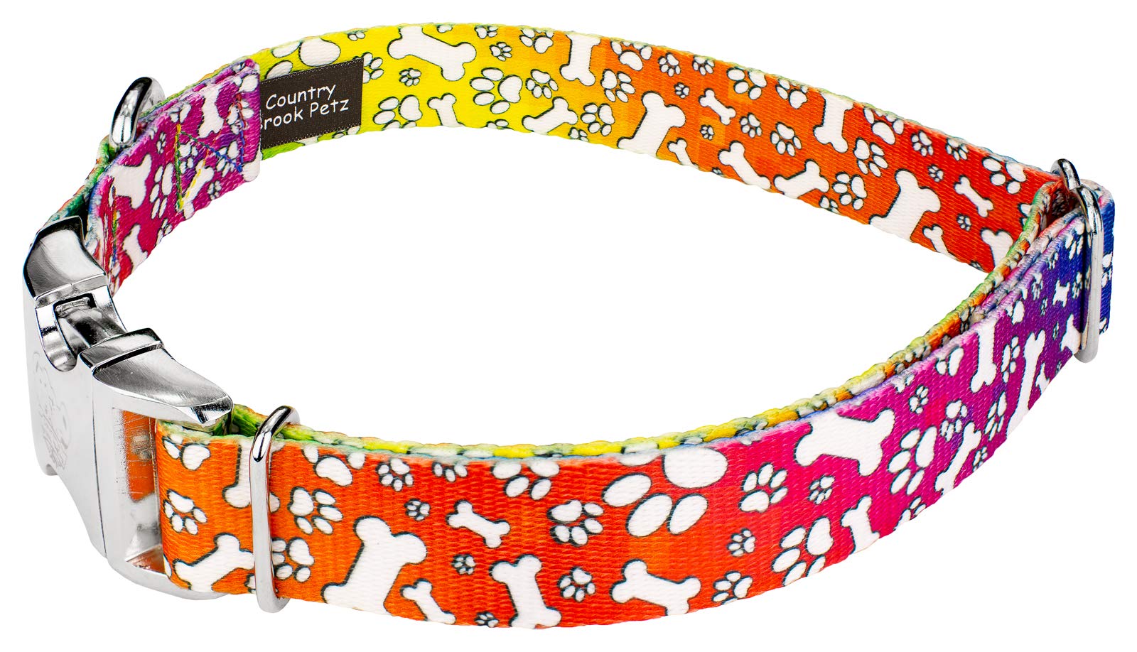 Country Brook Petz - Premium Trippy Doggo Dog Collar & Leash - Groovy Collection Featuring Far Out Designs (1 Inch, Medium)