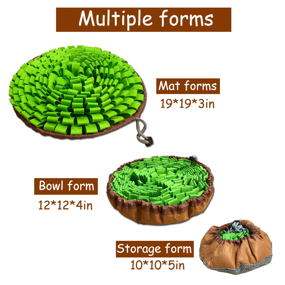 NEECONG Pet Snuffle Mat - Interactive Feed Puzzle for Dogs & Cats, 18.8"x18.8", Green, Travel Portable, Stress Relief, Model 050132788062