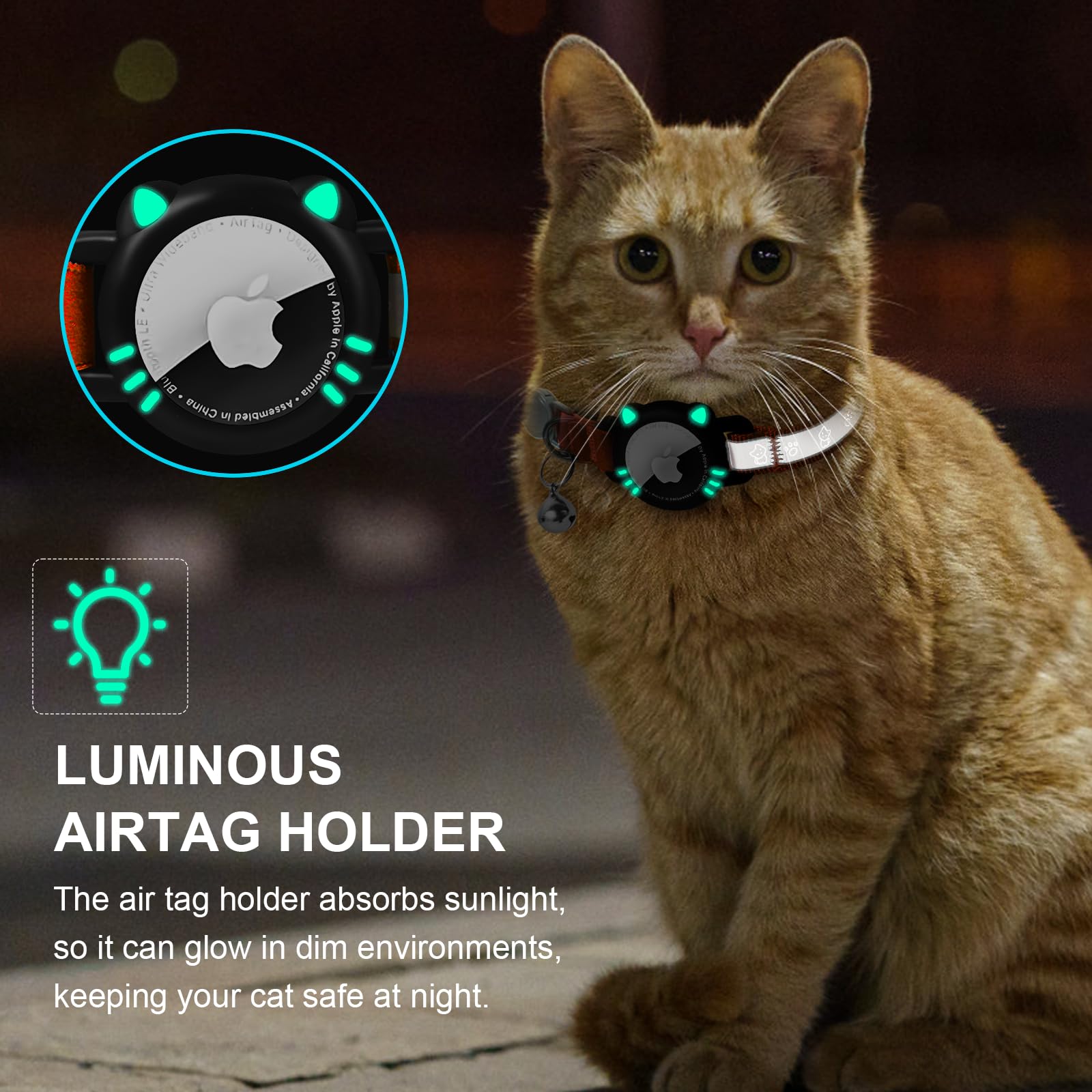 Agoumlux Airtag Cat Collar, Reflective Cat Collar With Apple Air Tag Holder, Breakaway Gps Tracker Pet Collar With Bell For Cat