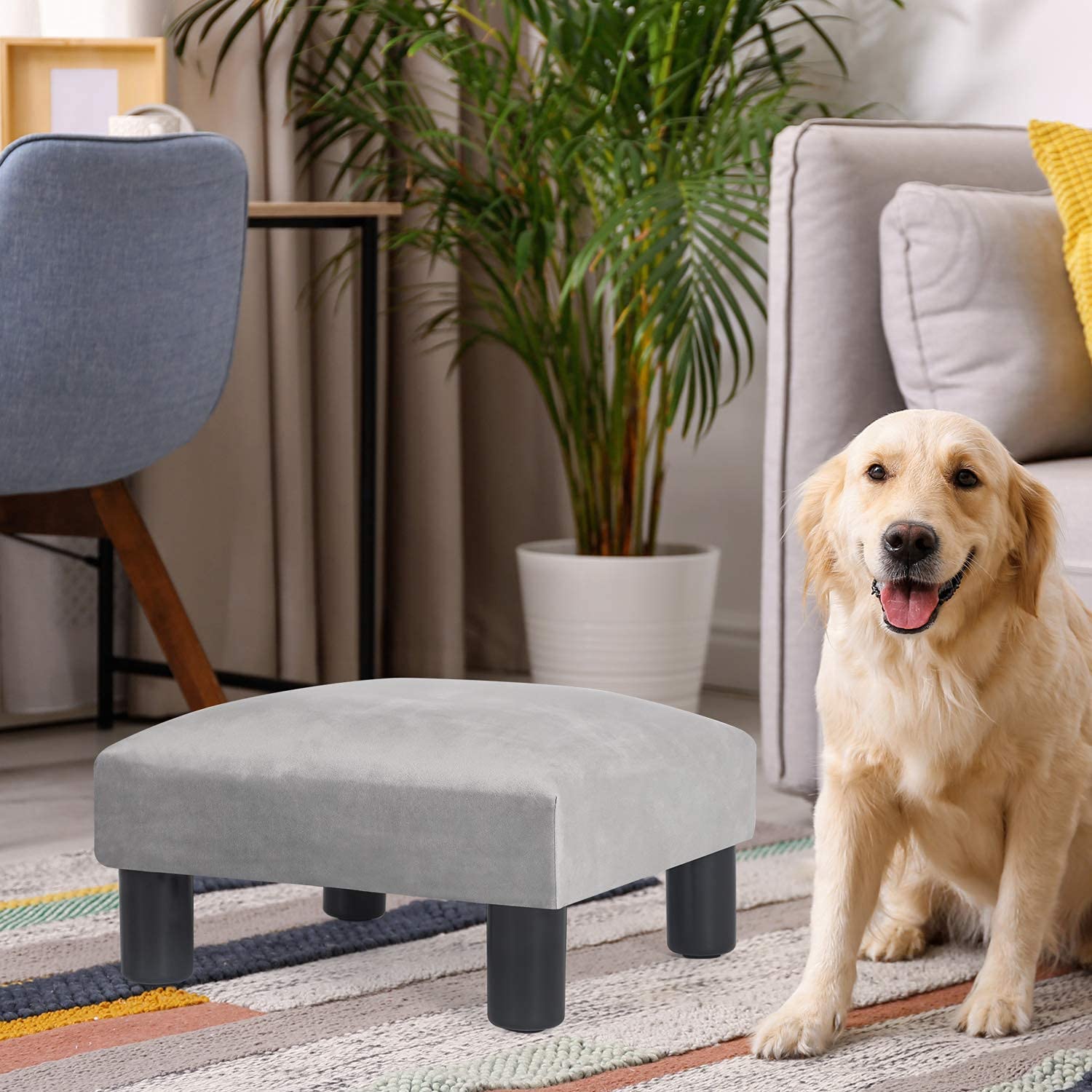 Joveco 15'' Footstools Small Ottoman- Upholstered Footstools And Ottomans Small Foot Rest- Pet Steps Dog Stairs For High Beds- L