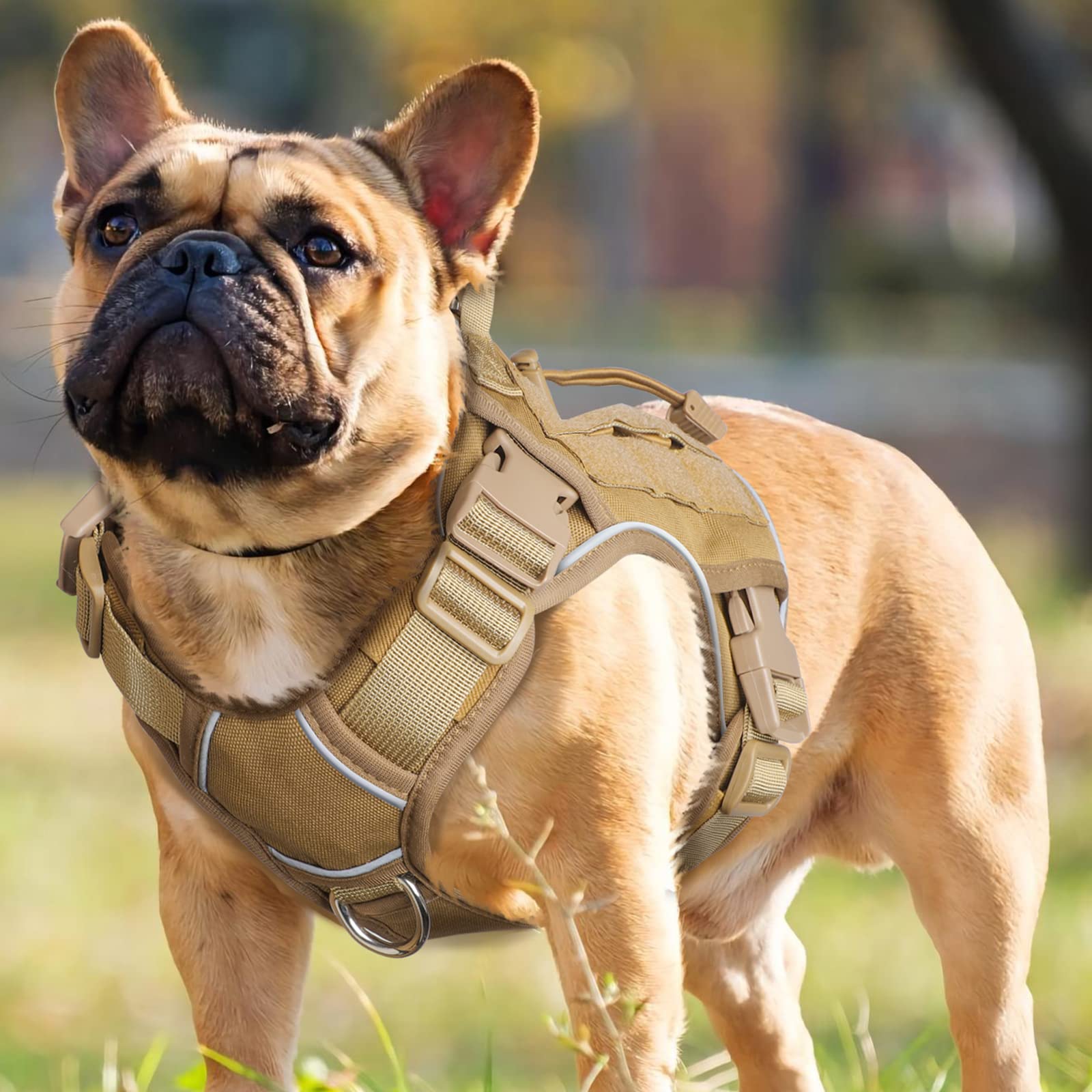 Wingoin Tactical Dog Harness For Small Dogs No Pull Adjustable Pet Harness With Handle Reflective K9 Military Service Dog Vest F