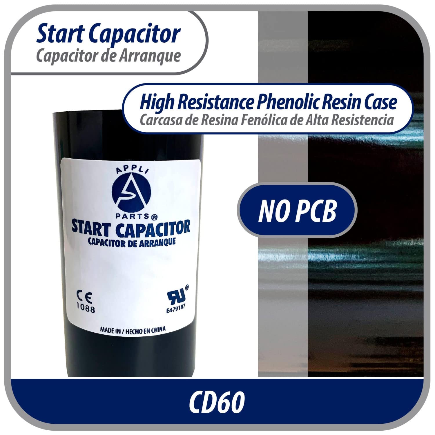Appli Parts motor start capacitor 124-149 Mfd (microfarads) uF 330 VAc universal fit for electric motor applications 1-716 in Wi