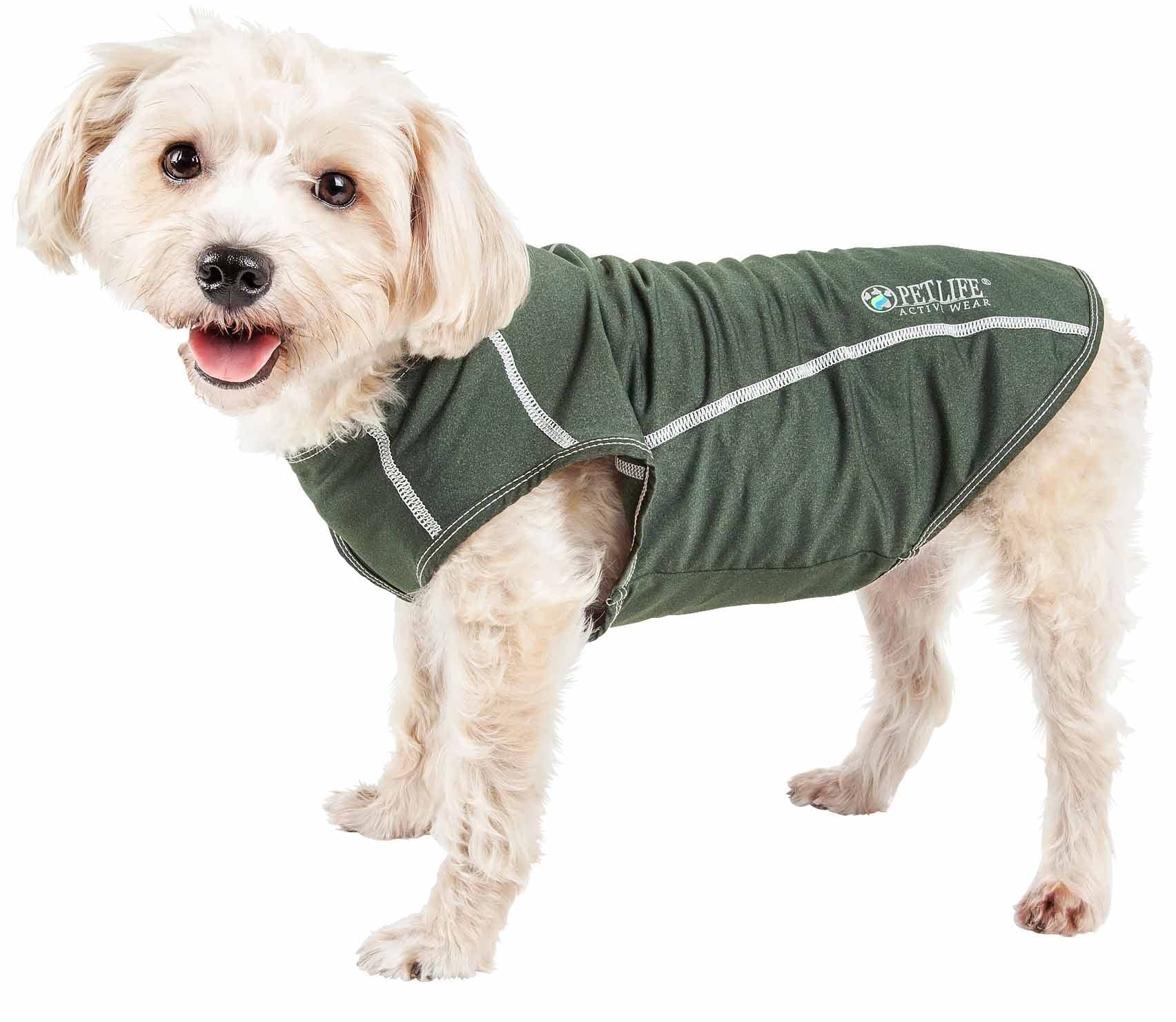Pet Life ® Active 'Racerbark' Fitness and Yoga Dog T-Shirt Tank Top - Performance Pet T-Shirt with 4-Way-Stretch and Quick-Dry Technology - Summer Dog Clothes with added Reflective Safety