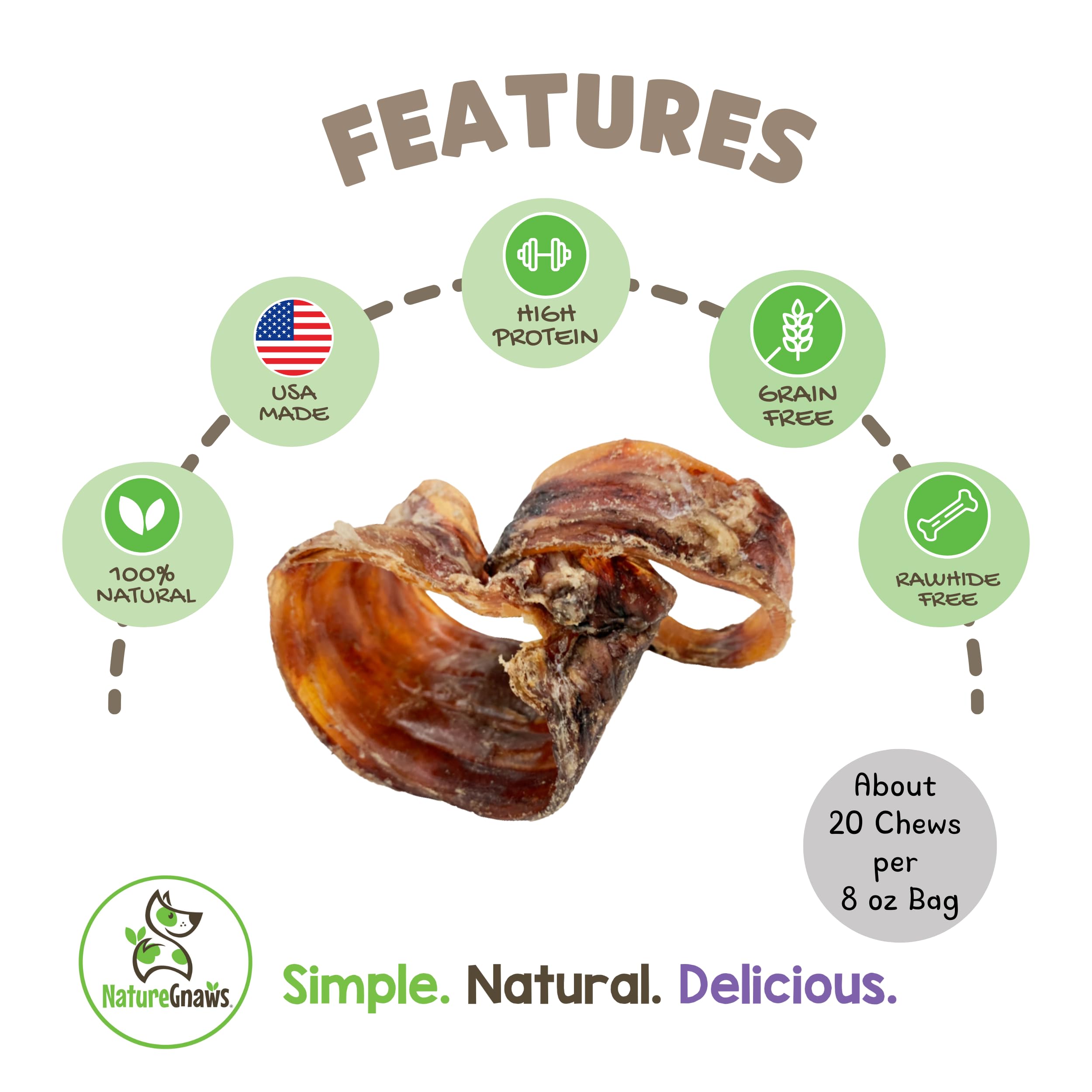 Nature Gnaws USA Smoked Bison Trachea Rings for Dogs (1Lb) - Delicious Grain Free Long Lasting Chew - Premium Natural Dog Chew B