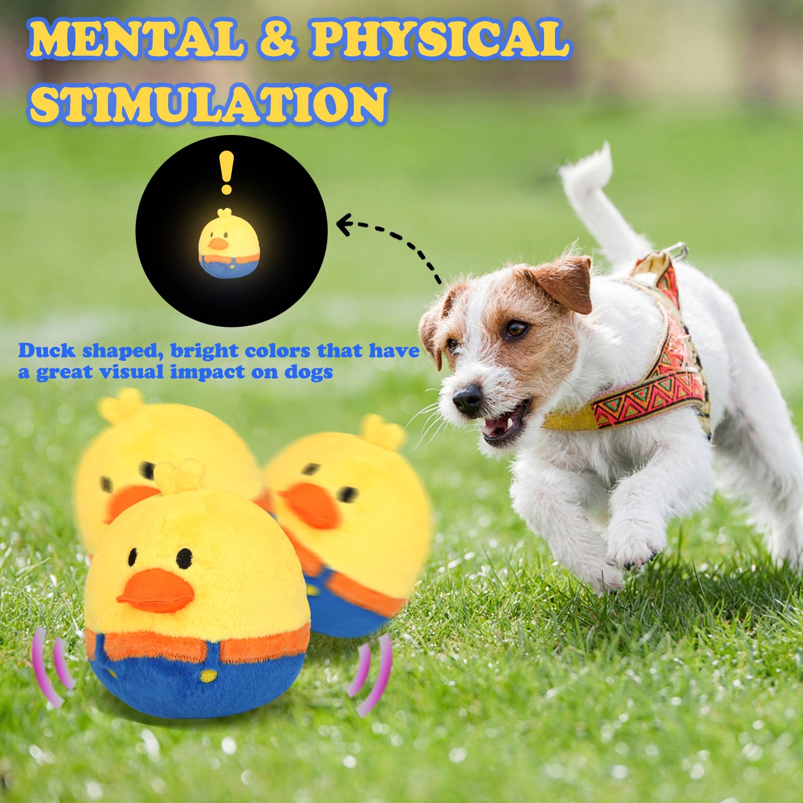Rechargeable Interactive Moving Dog Toys, Automatic Crazy Jumping Duck For Boredom, Attractive Squeaky Plush Duck Covers A Talki