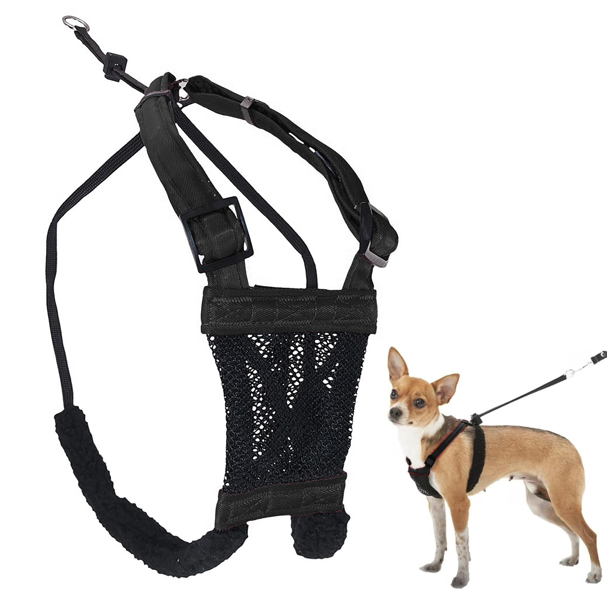 Sporn Extra Small Dog Harness No Pull - Easy, Adjustable, Lightweight, Breathable, Durable Nylon, Black Mesh Body, XS Anti Pull 