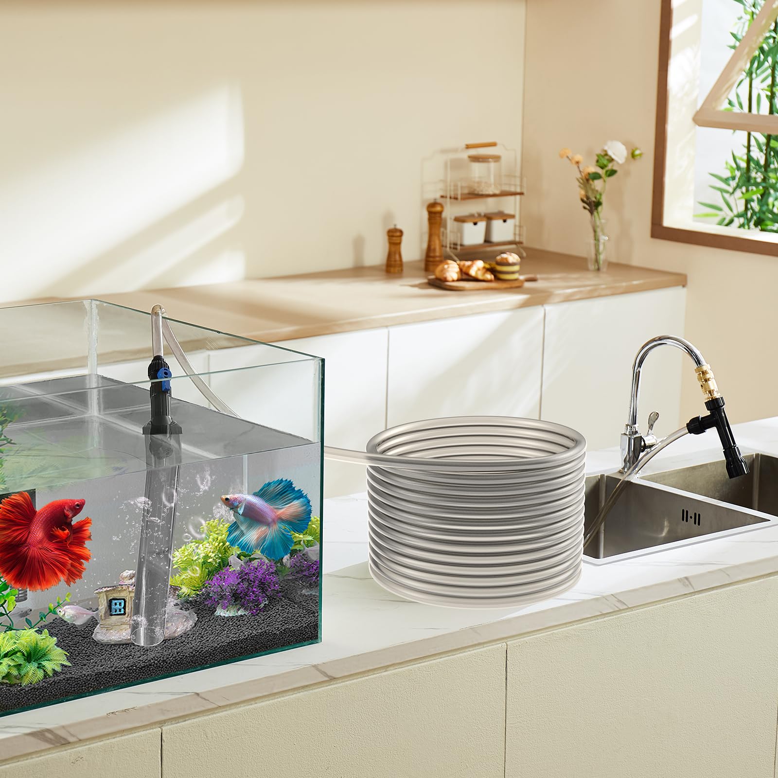 Vevor Aquarium Vacuum Gravel Cleaner, 25 Ft Pvc Hose Fish Tank Vacuum Gravel Cleaner, Siphon Fish Tank Cleaner Vacuum, 3 Types O