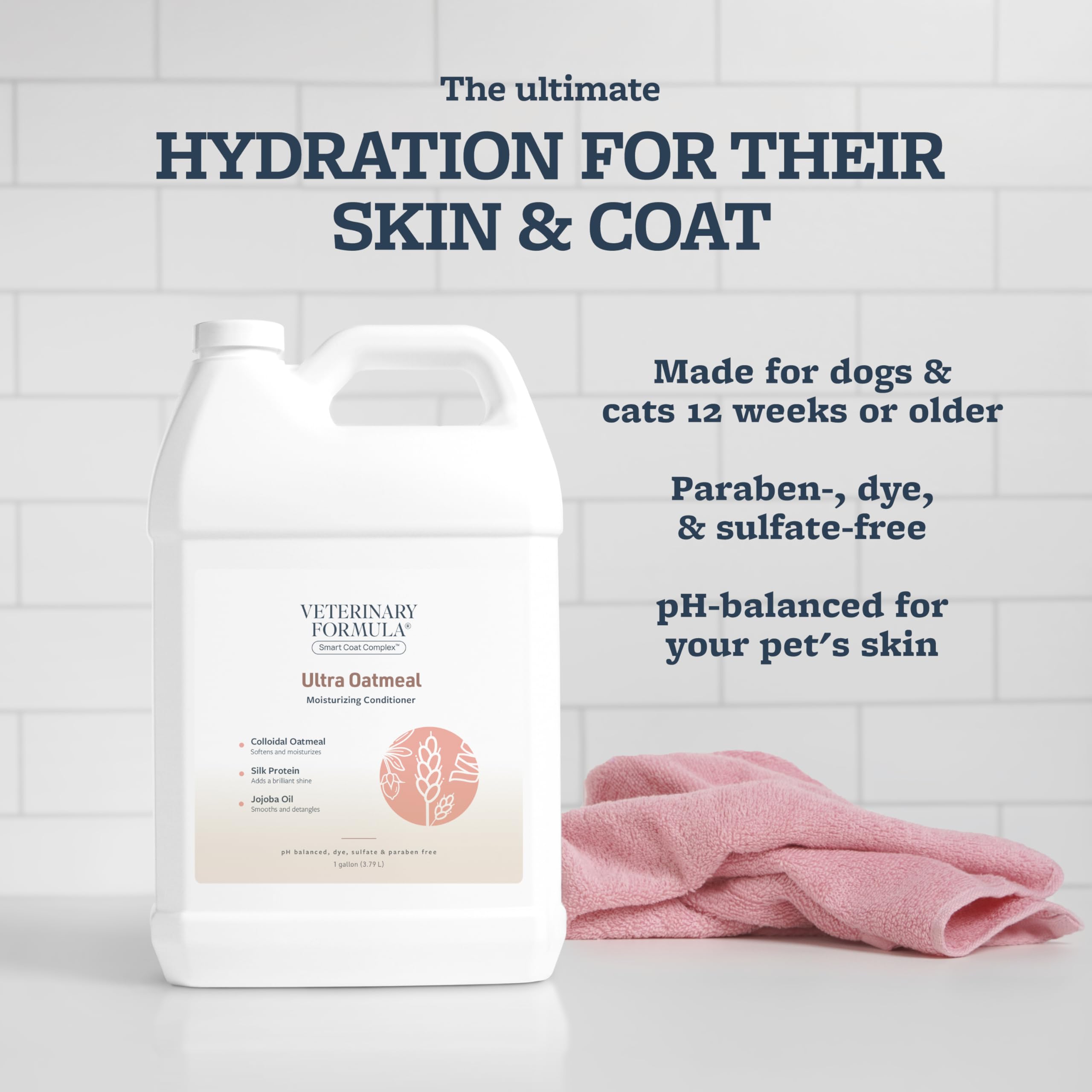 Veterinary Formula Smart Coat Complex Ultra Oatmeal Moisturizing Conditioner for Dogs, 128 Fl oz / 1 Gal - w/ Colloidal Oatmeal