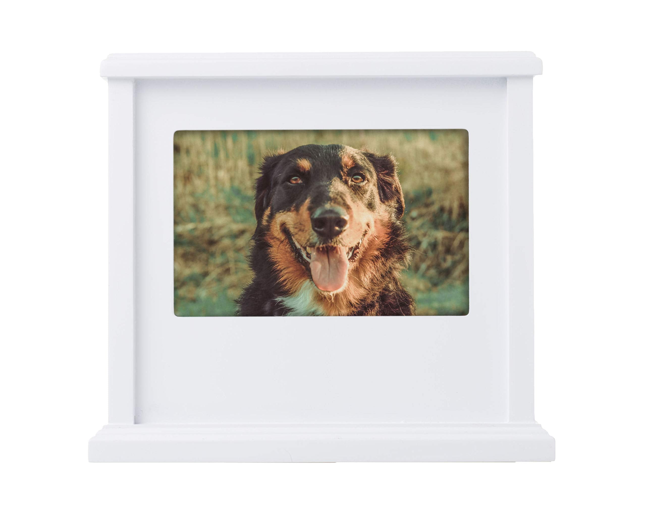 Pearhead Dog Or Cat Personalized Memory Box Keepsake, Pet Urn, Wooden Memorial Dog Urns For Ashes, White