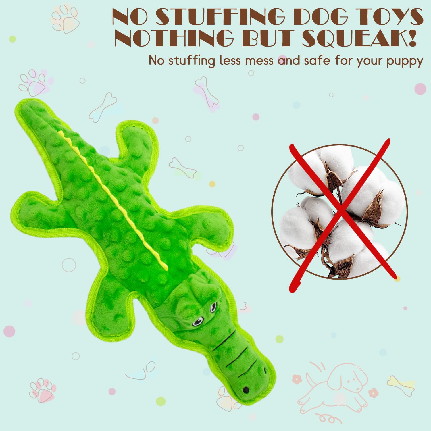 Maoooob No Stuffing Dog Squeak Toys- Chew Toys For Small Medium Large Breed- Durable Puppy Teething Interactive To Keep Them Bus