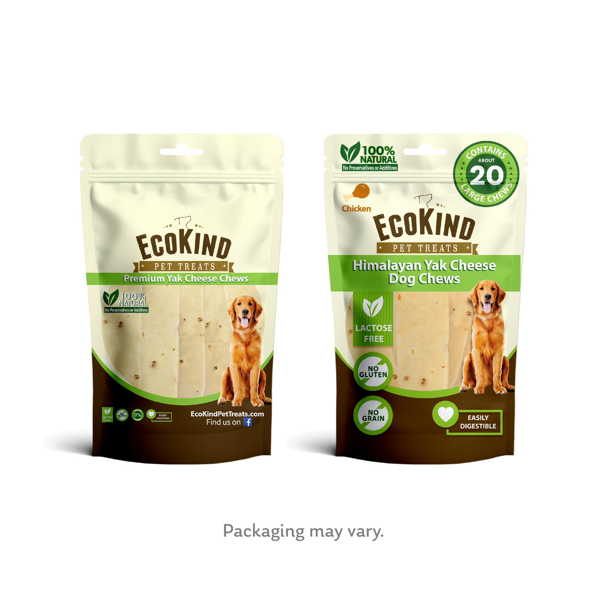 EcoKind Premium Gold Yak Cheese Himalayan Dog Chews, Dog Treats Large Breed, All Natural, High Protein Dog Chew, Chicken, Large