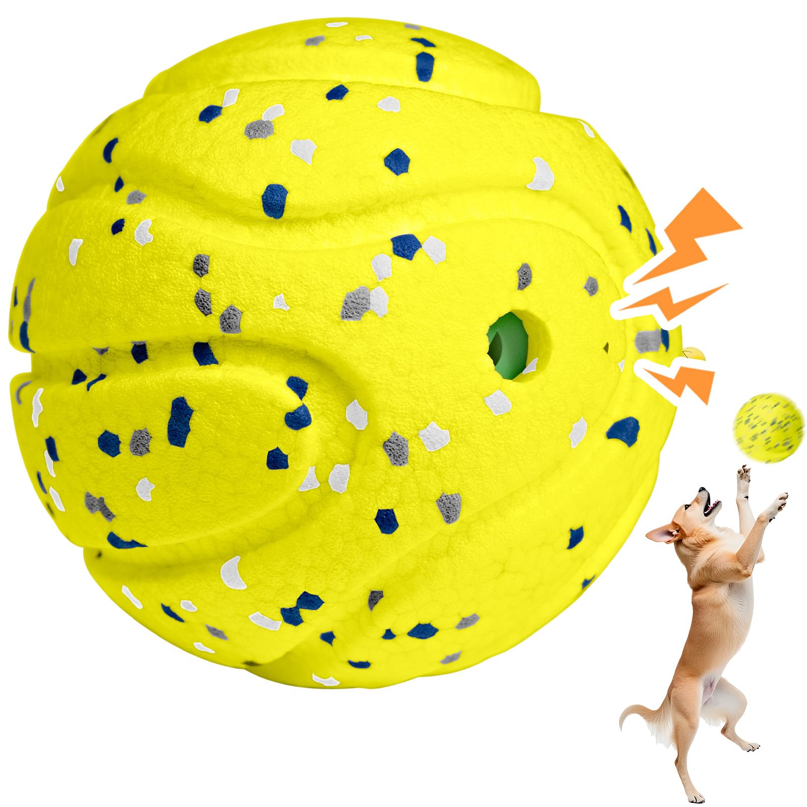 Moonorange Large Dog Vocal Balls, Interactive Squeaky Dogs Balls, Tough Chewing Ball For Aggressive Chewers Training Teeth Clean