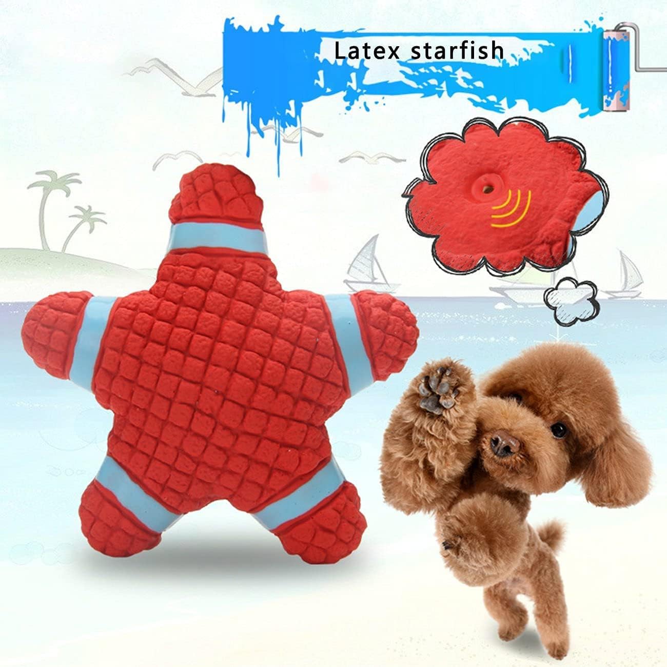 Kspups Soft Latex Squeaky Starfish Dog Chew Toy | Durable Floating & Bouncing Toy For Chewing, Training & Play | Interactive Wat