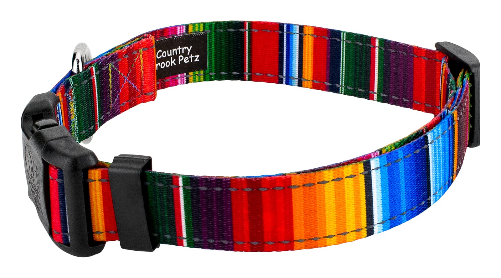 Country Brook Petz - Deluxe Serape Reflective Dog Collar Featuring Night Safe Designs (1 Inch, Extra Large)