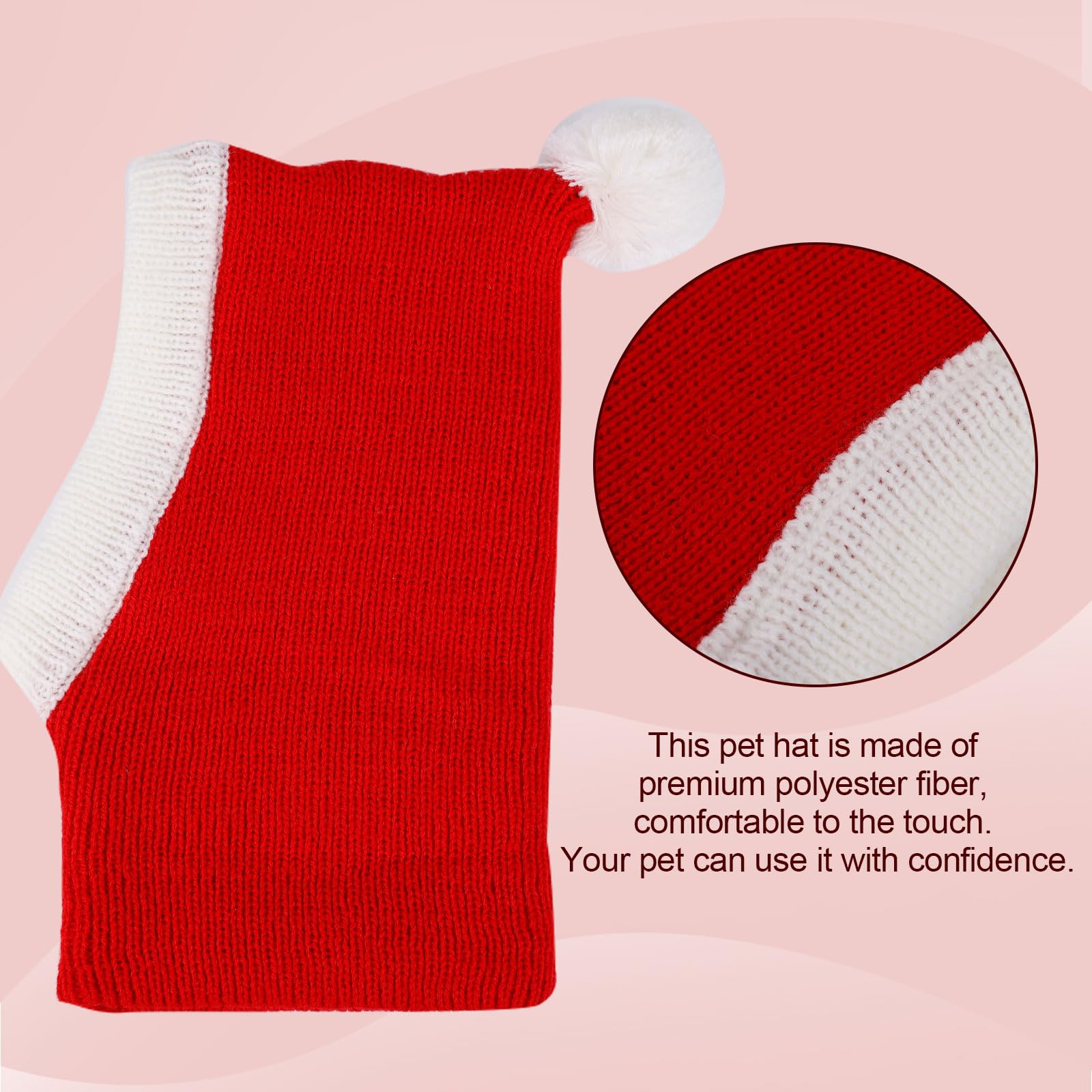 Christmas Pet Hat - Red Knitted Cat Santa Dog Hat, Warm Winter Neck Ear Warmer Headband Protector Costume Headwear for Pet Outfi