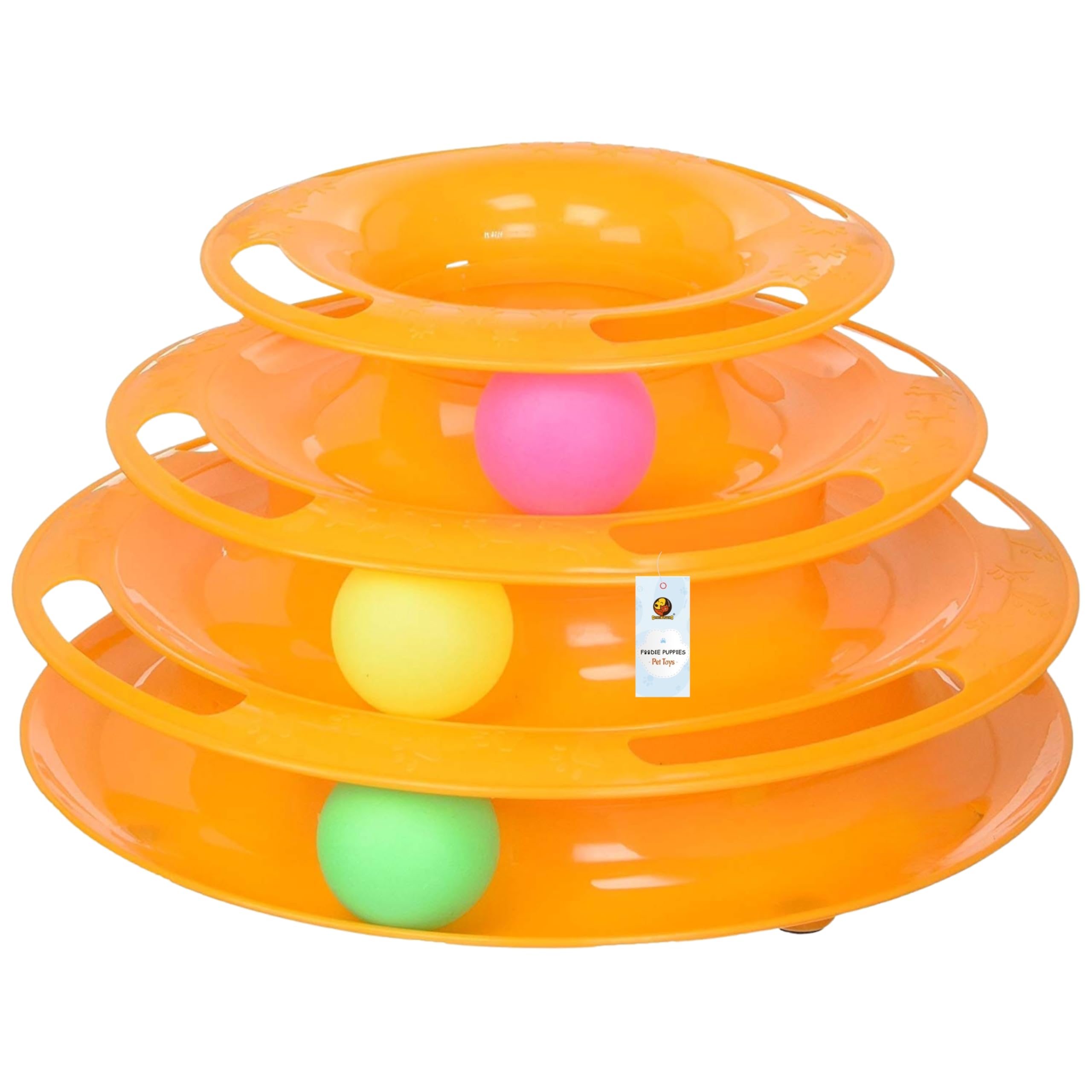 Foodie Puppies Interactive Turntable Toy For Cats And Kittens  (Meow Teaser Tower) | MultiLevel Play Tower With Rolling Balls