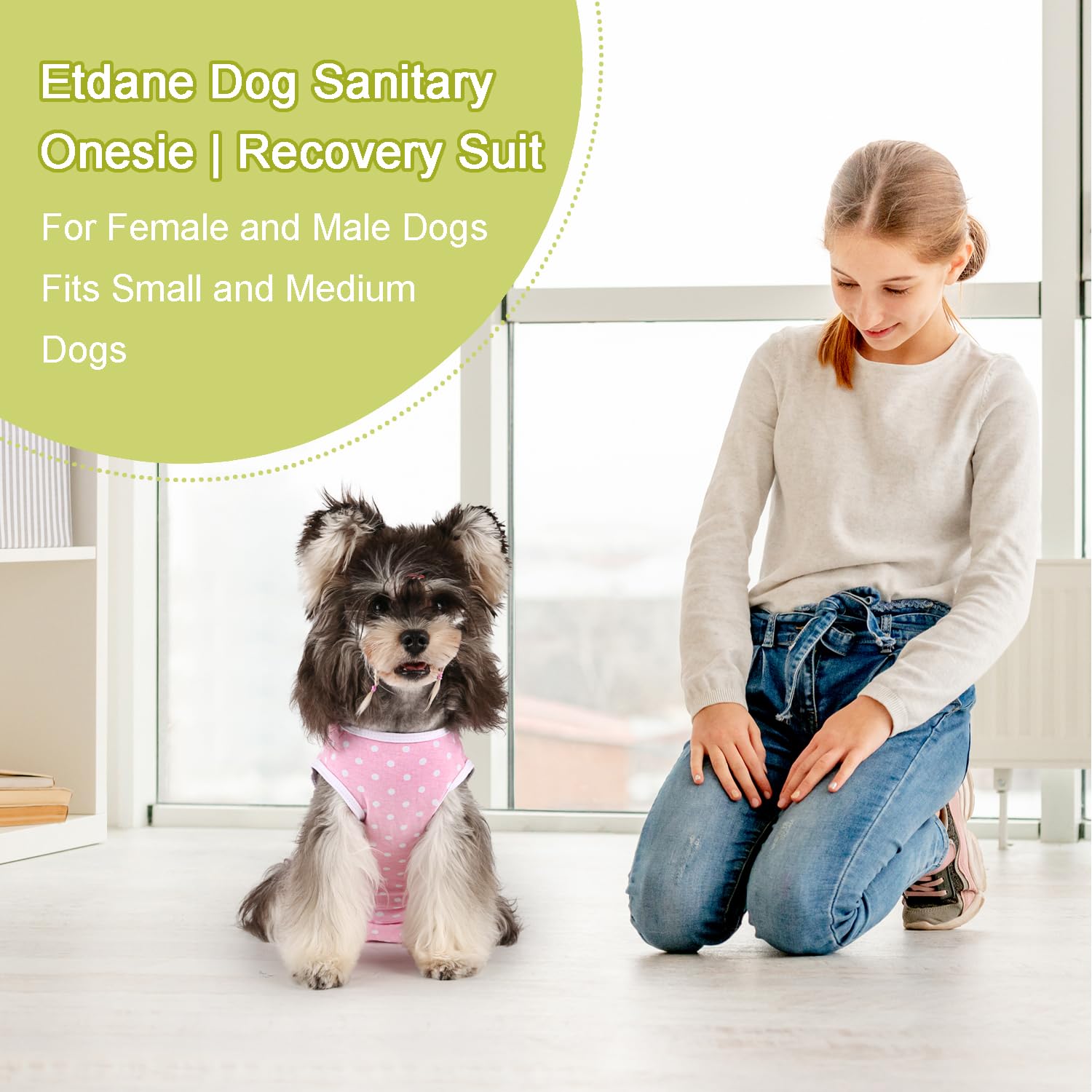Etdane Dog Period Diapers Small Dog Period Suit Dog Sanitary Panties For Male Female Dogs Diaper Cover For Heat Pink Polka Dots/