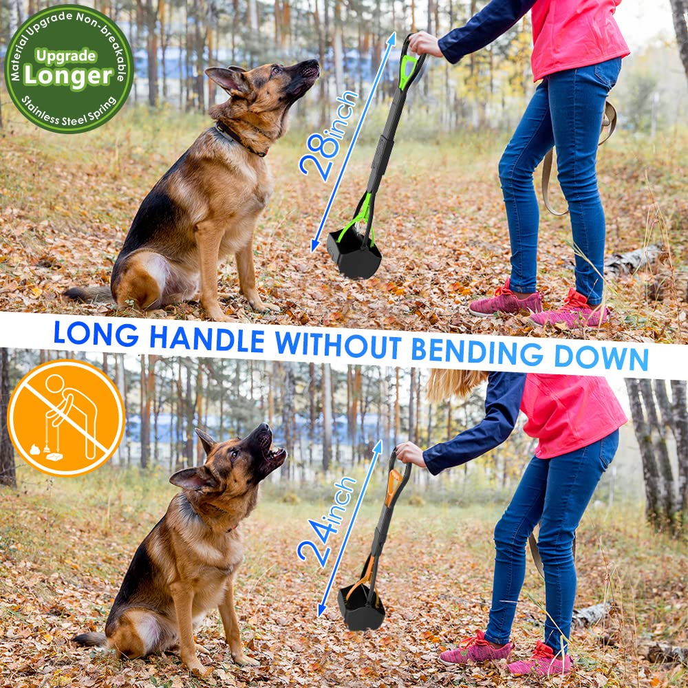 TIMINGILA Pooper Scooper - 28" Long Handle, Durable Spring, Portable for Dogs, Green