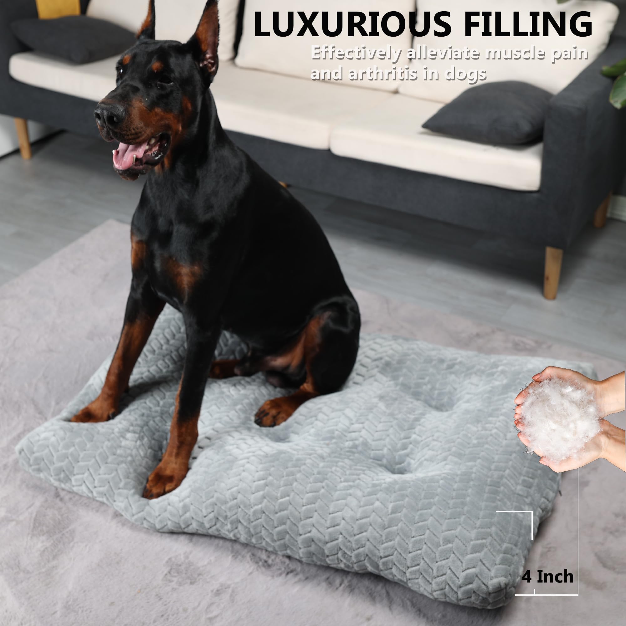 Necesitar Xlarge Dog Bed For Crate Washable Deluxe Plush Dog Crate Beds Comfy Kennel Pad Anti-Slip Pet Sleeping Mat For Large Br