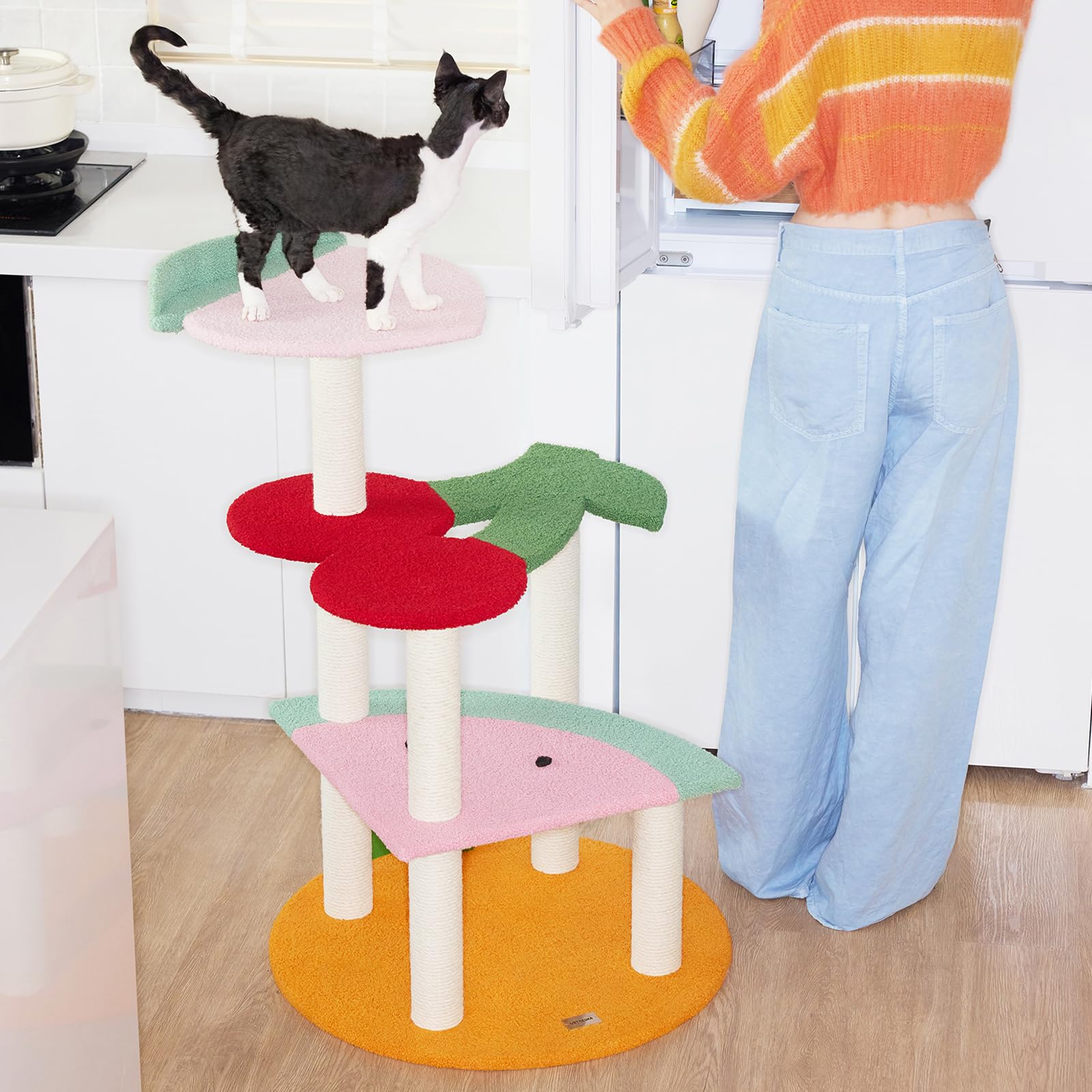 Vetreska Cat Tree Cat Tower 39.4'' For Indoor Cats With Sisal Covered Scratching Posts And Sweetheart Shape Platform, Multi-Level Cat Tower Activity Center Furniture For Kittens Cats And Pets