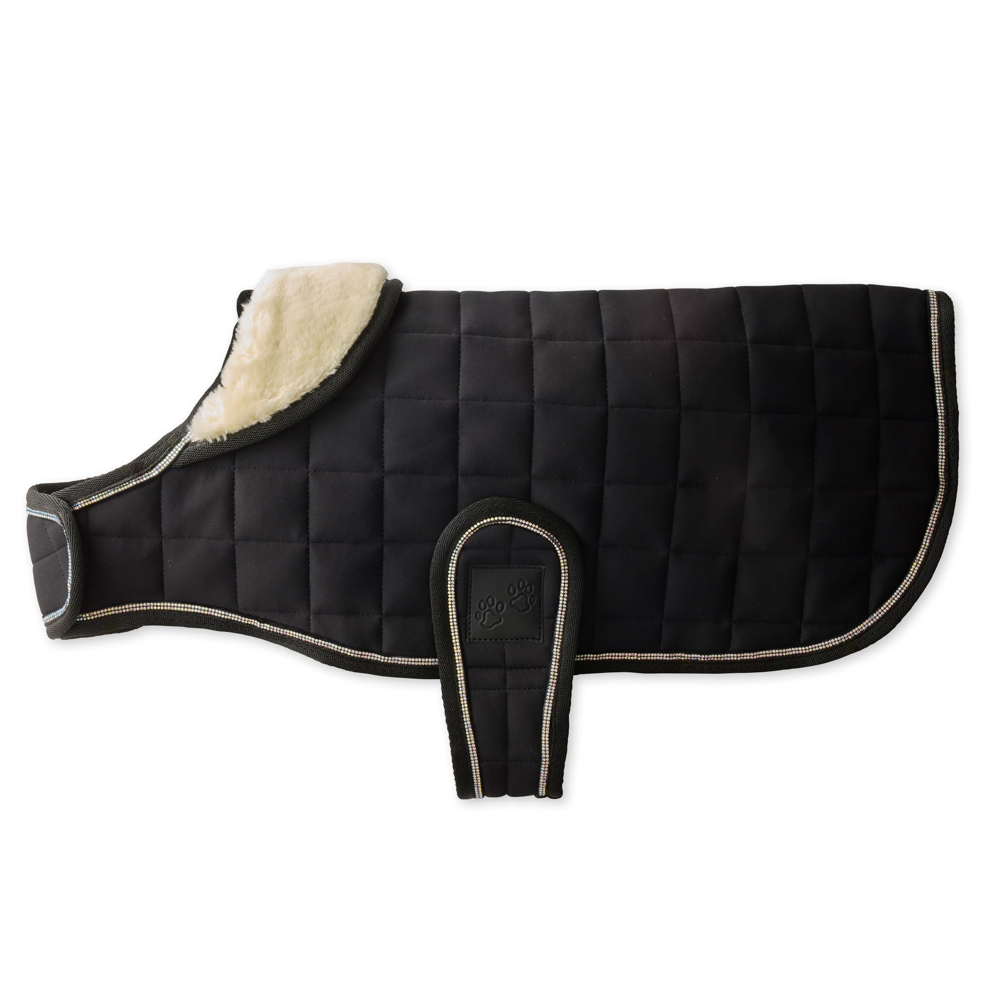 Pet Passion Quilted Dog Coat Pet Jacket With Crystal Bling For Small, Medium And Large Dogs, Black, Small