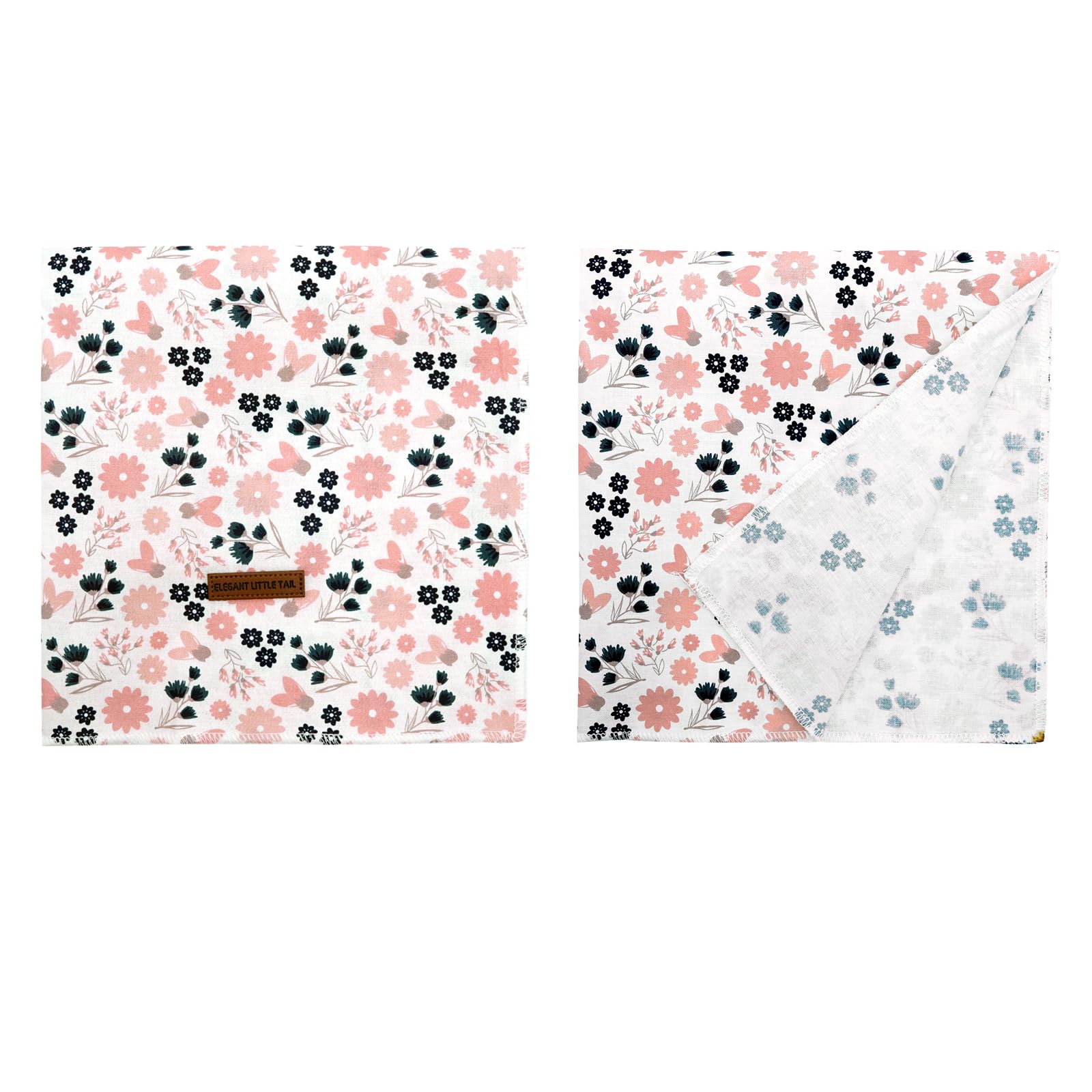 Elegant Little Tail Floral Dog Bandana - Washable Gift Scarf Kerchief Adjustable Pet Bib For Small To Large Dogs