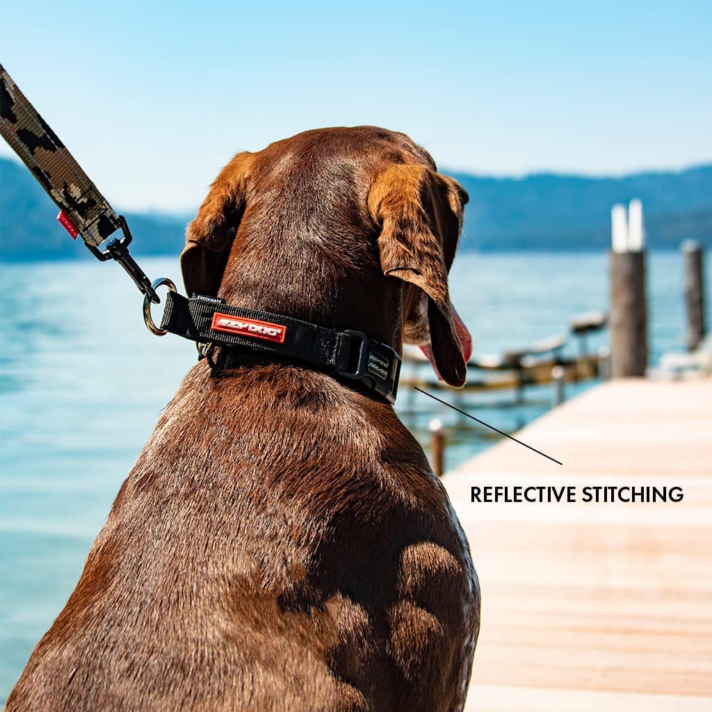Ezydog Checkmate Martingale-Style Premium Nylon Safety Training And Correction Dog Collar - Quick-Clip Buckle And Reflective Stitching - Easy Control With No Choking Effect (Large, Red)